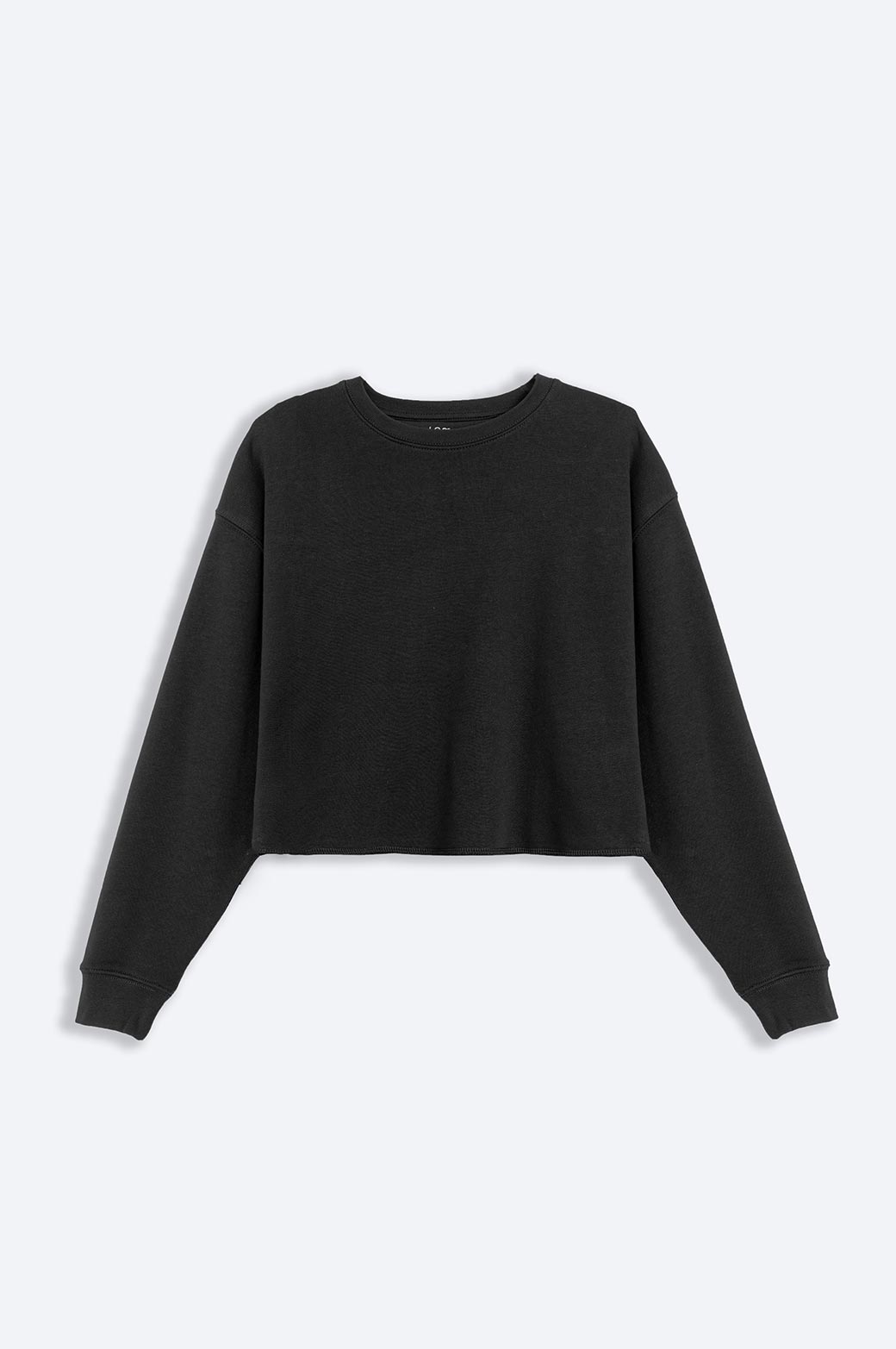 BLACK BASIC CROPPED SWEATSHIRT
