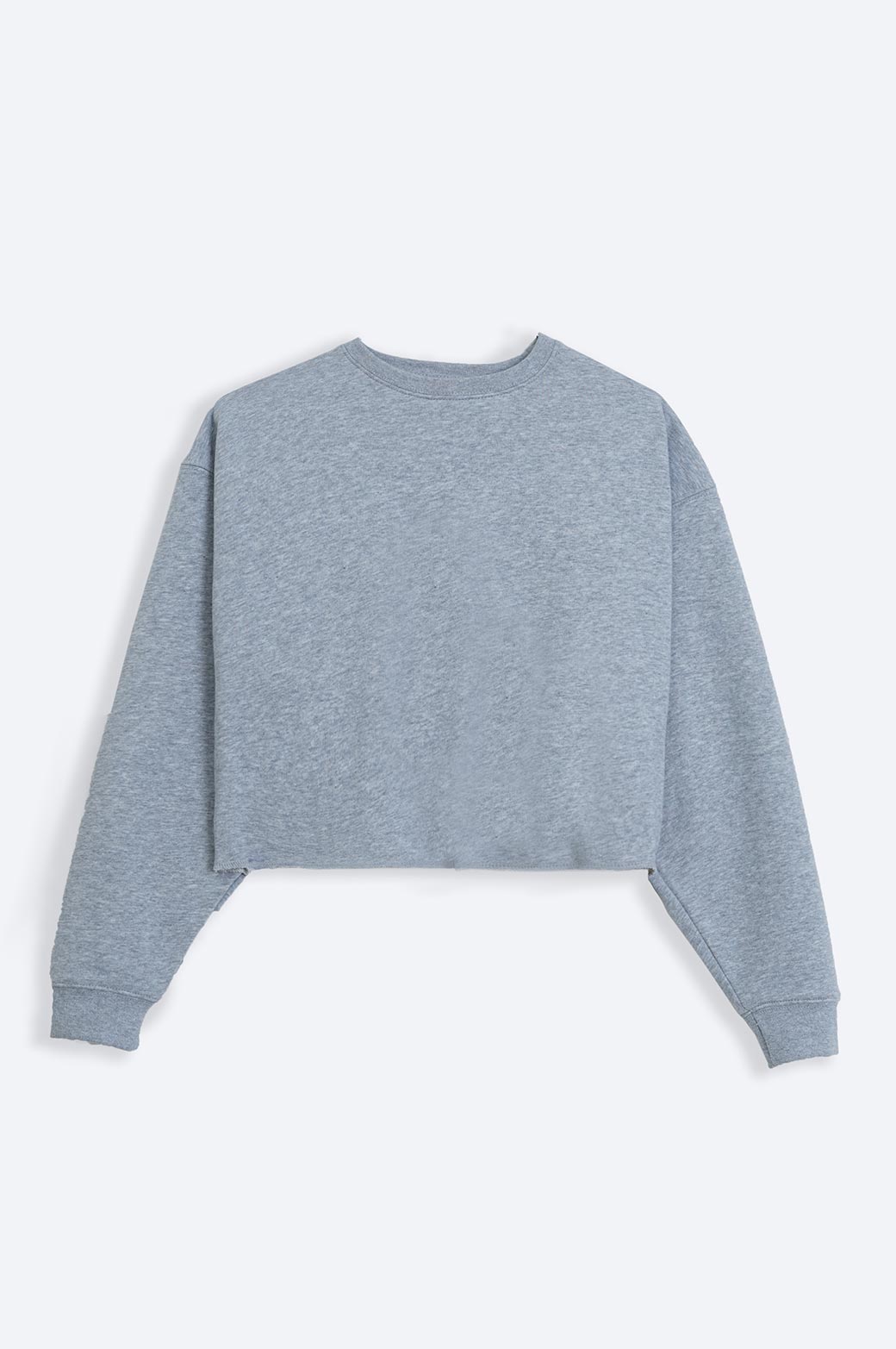 HEATHER GREY BASIC CROPPED SWEATSHIRT