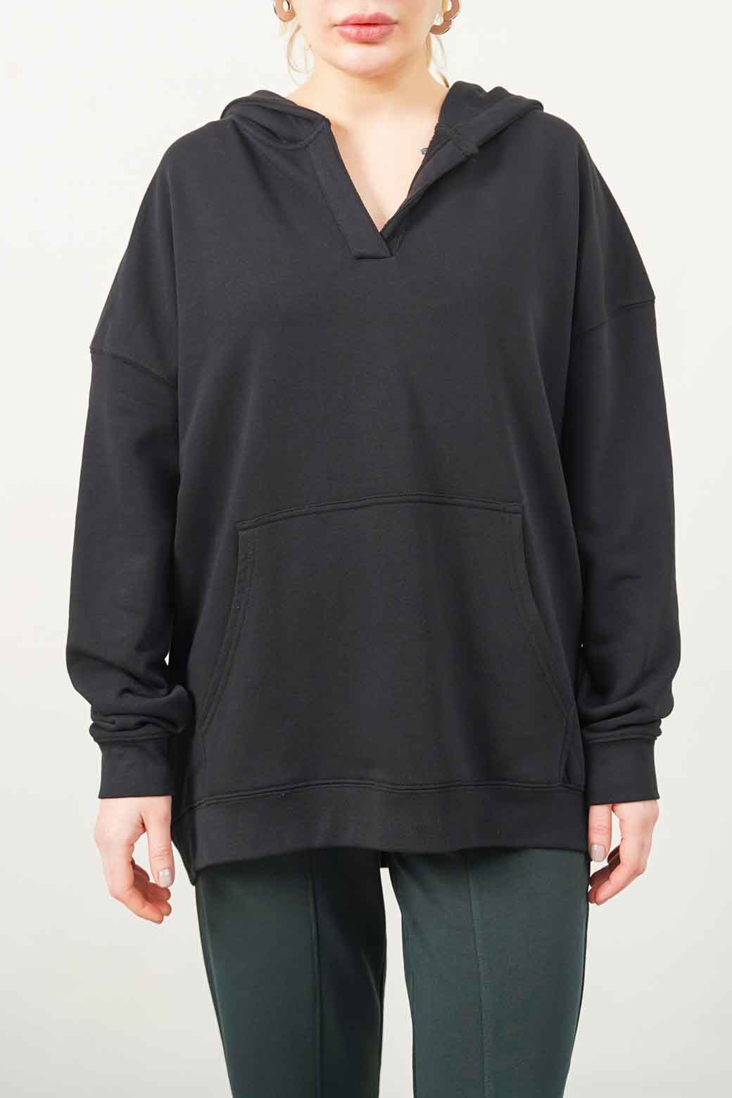 BLACK OVERSIZED COTTON BLEND HOODIE