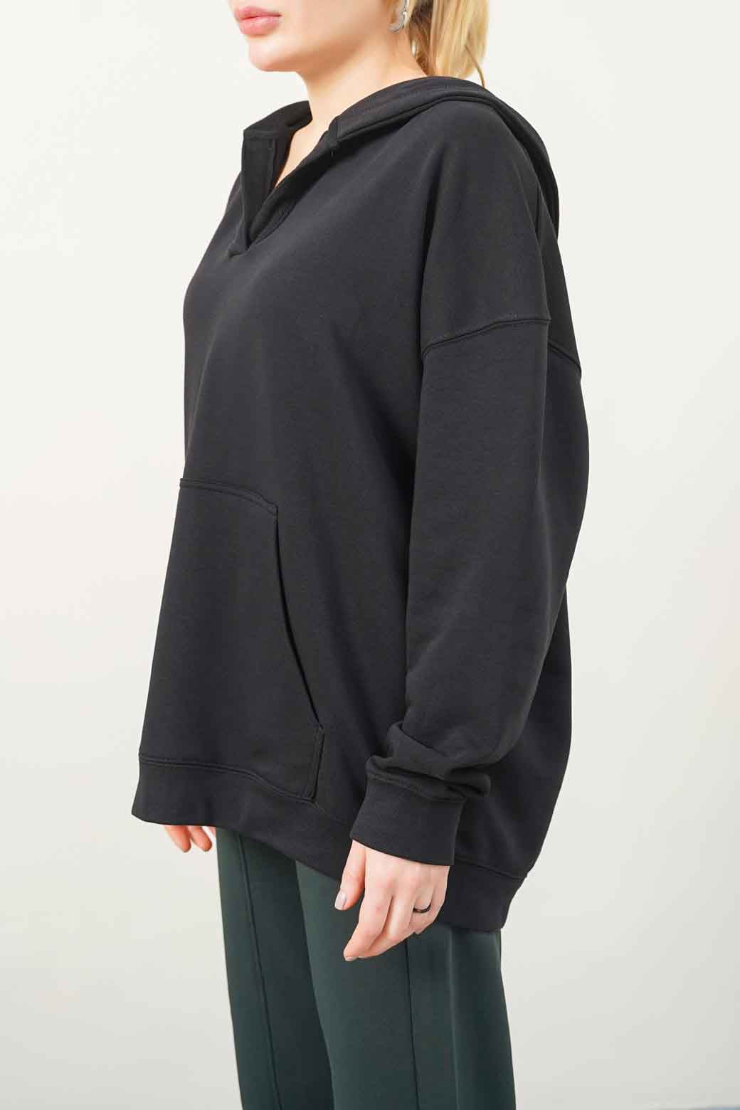 BLACK OVERSIZED COTTON BLEND HOODIE