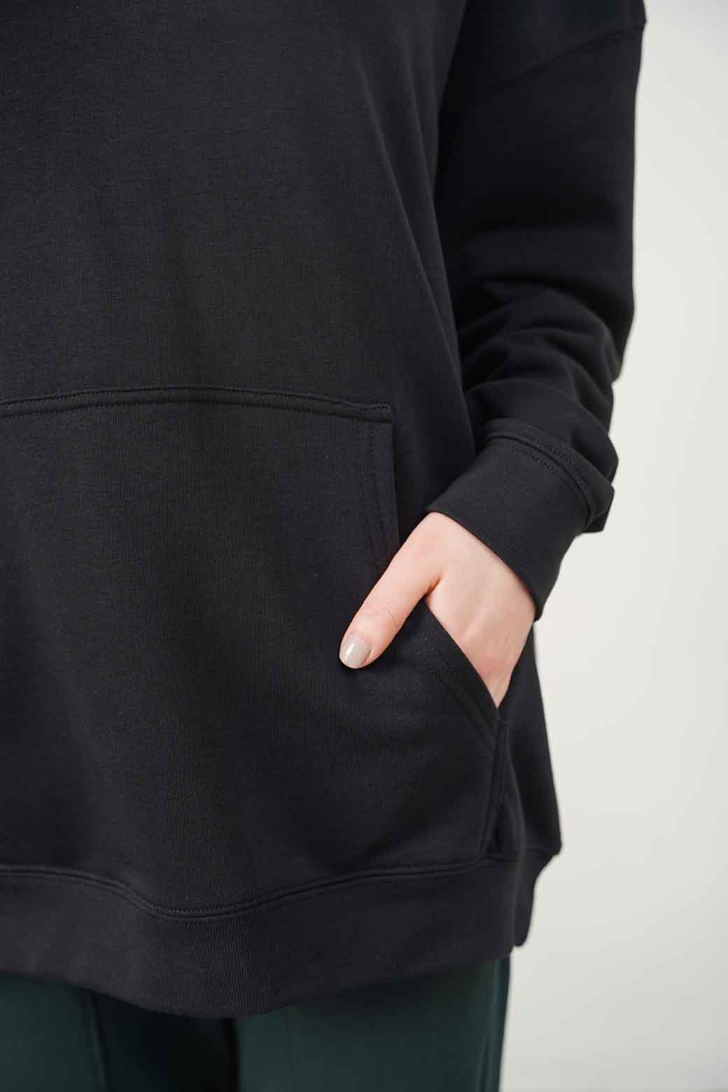 BLACK OVERSIZED COTTON BLEND HOODIE
