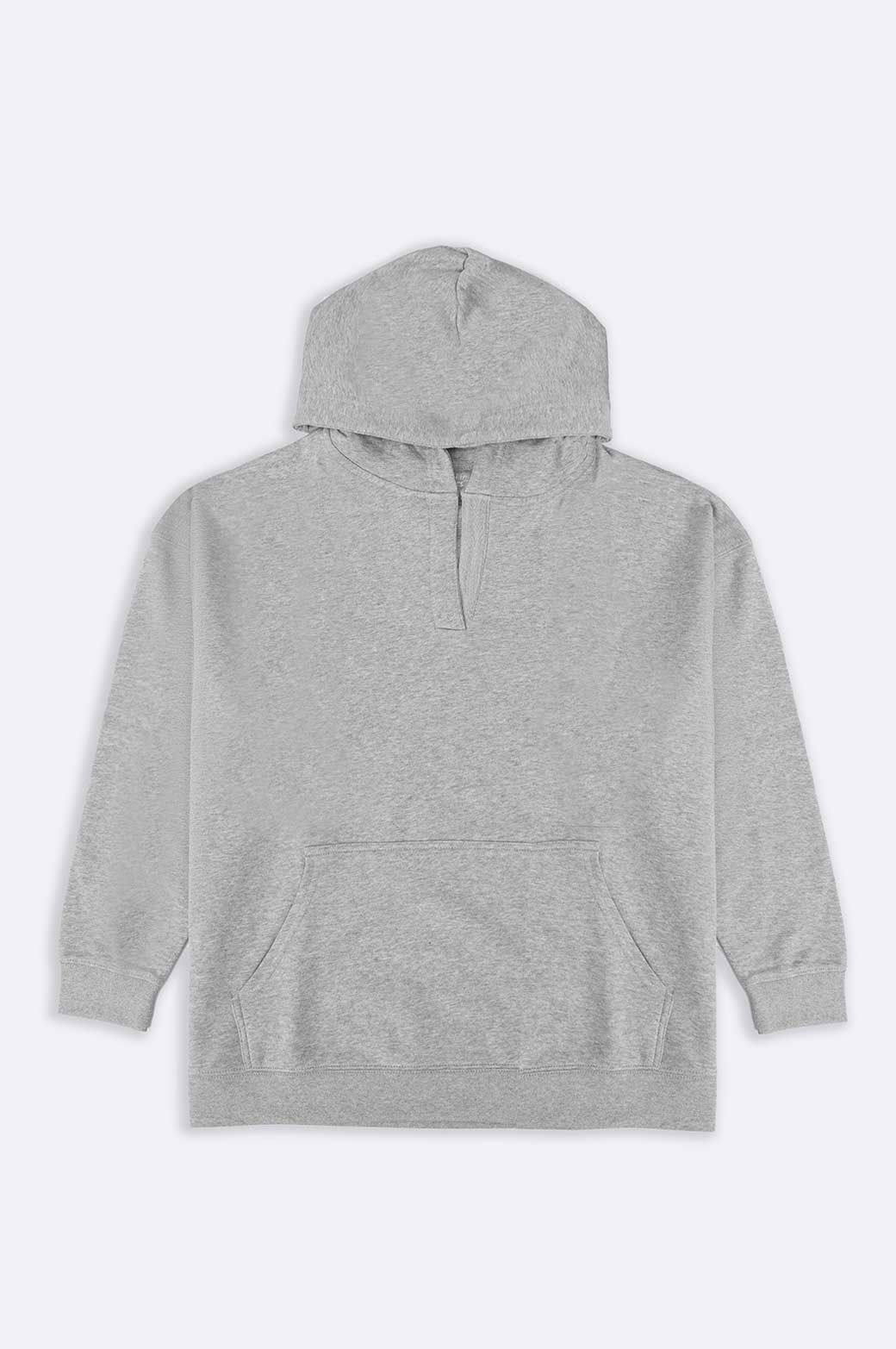 HEATHER GREY OVERSIZED COTTON BLEND HOODIE