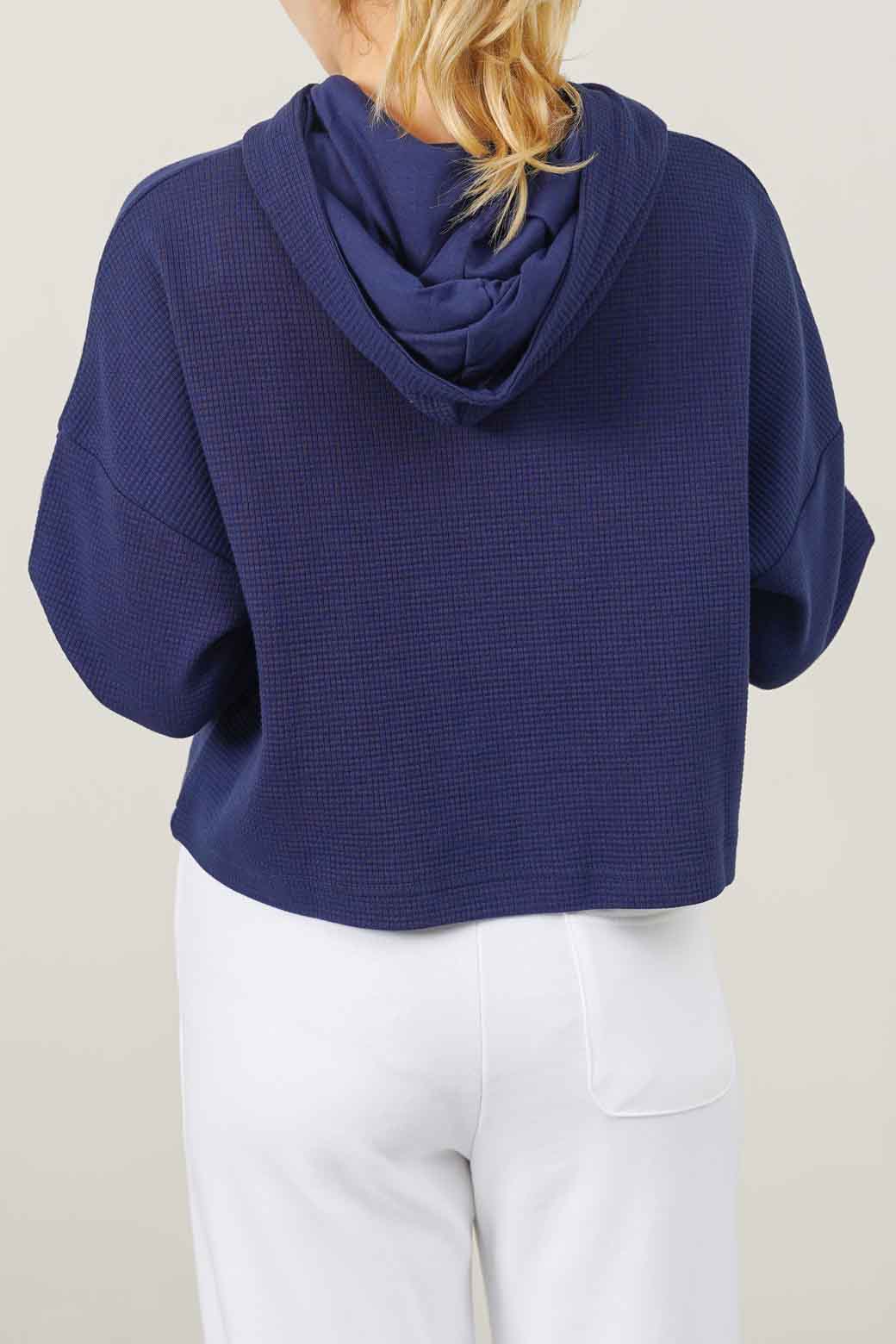 MIDNIGHT BLUE OVERSIZED CROPPED HOODIE