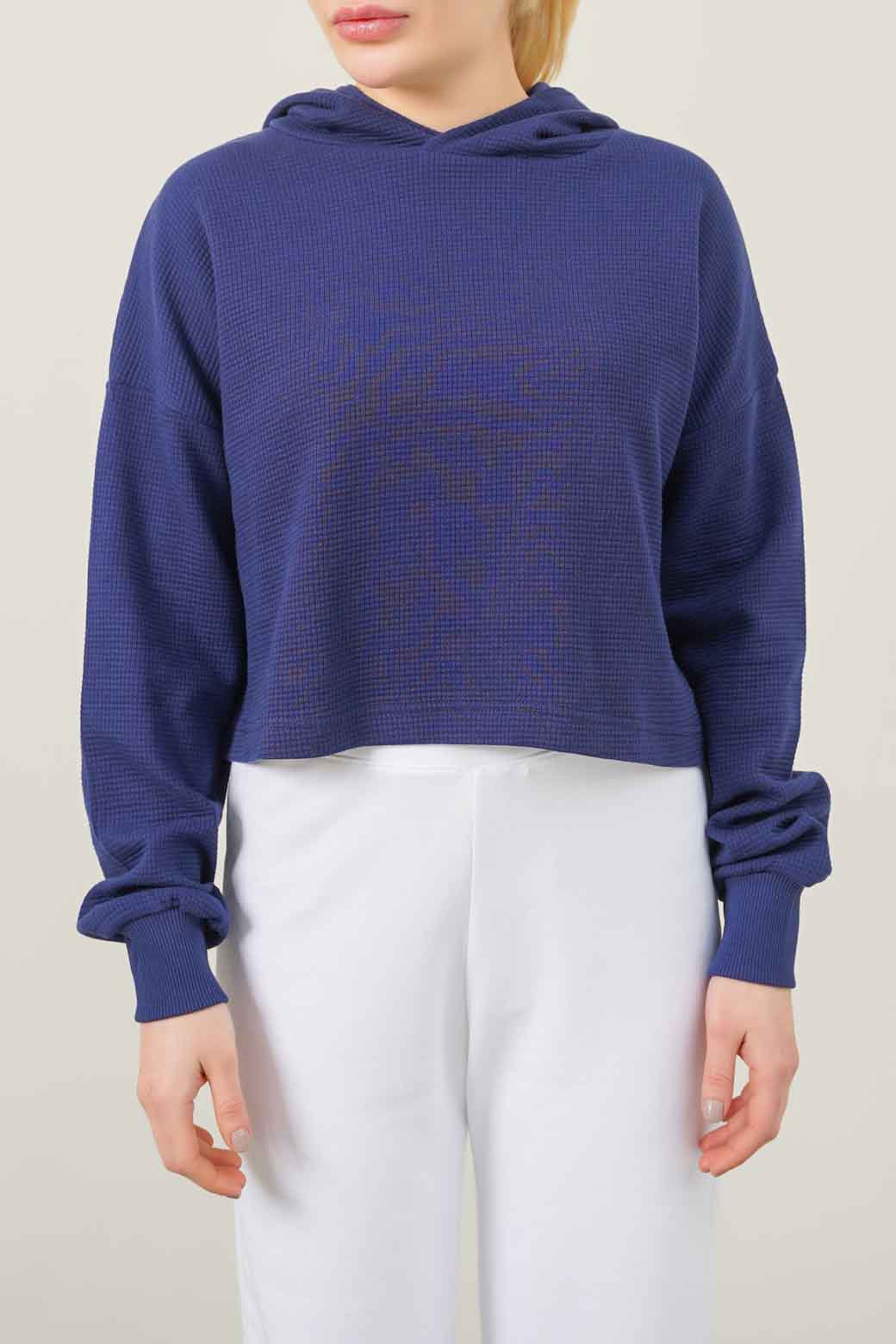 MIDNIGHT BLUE OVERSIZED CROPPED HOODIE