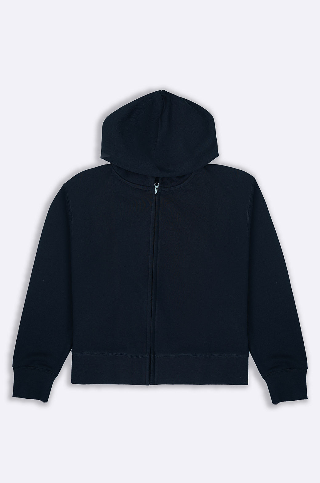 BLACK CROPPED ZIPPER HOODIE