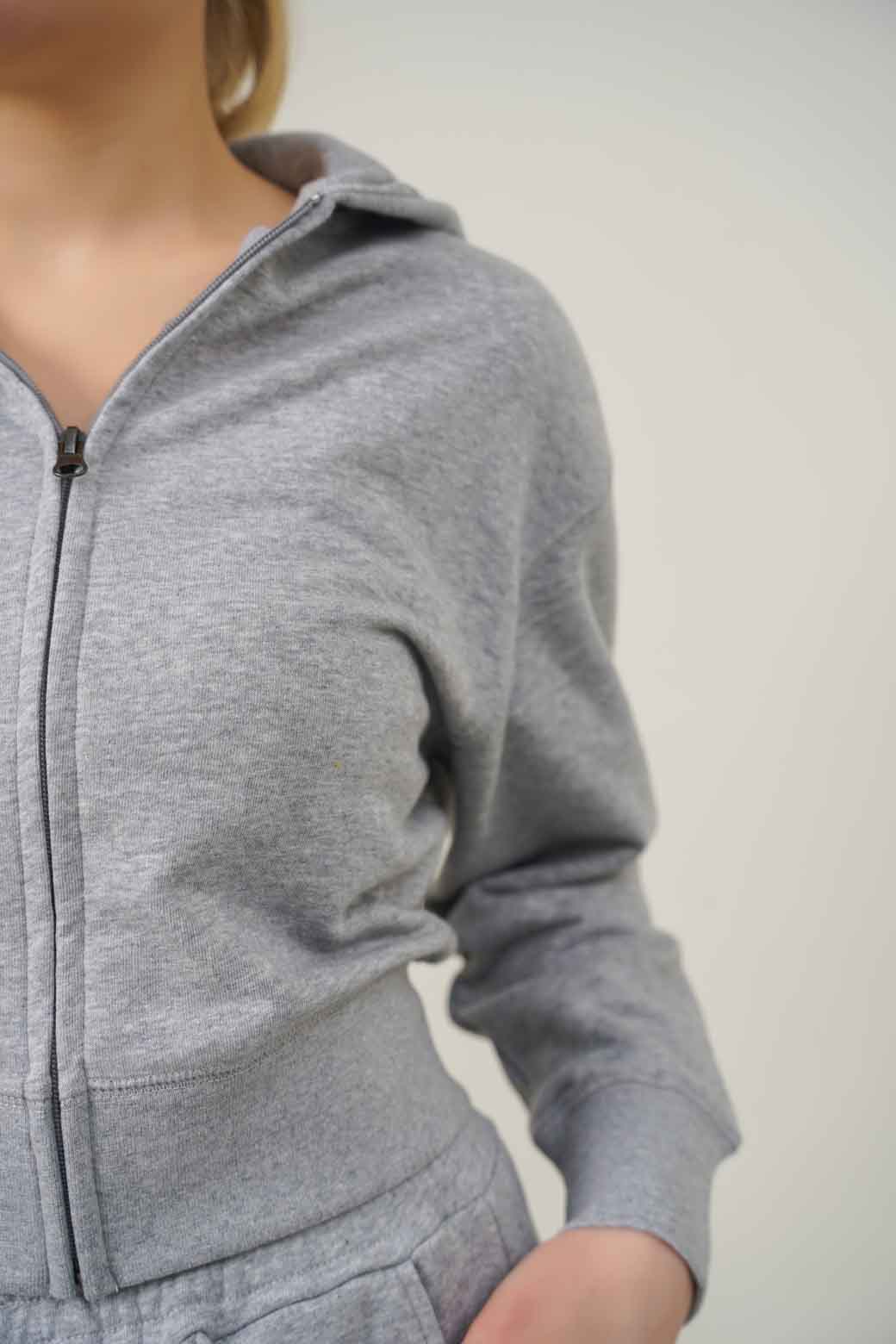 HEATHER GREY CROPPED ZIPPER HOODIE