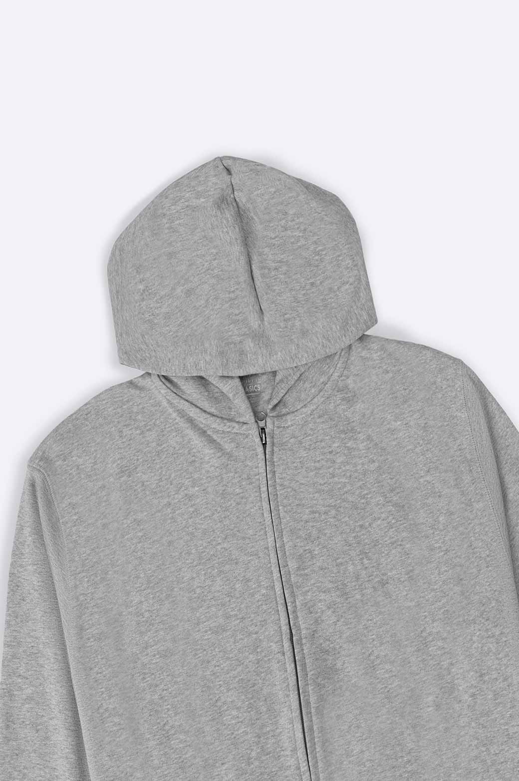 HEATHER GREY CROPPED ZIPPER HOODIE