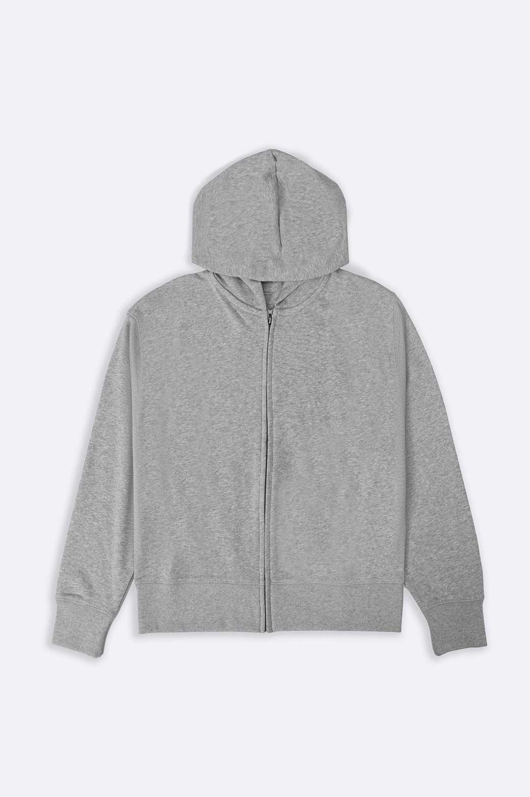 HEATHER GREY CROPPED ZIPPER HOODIE