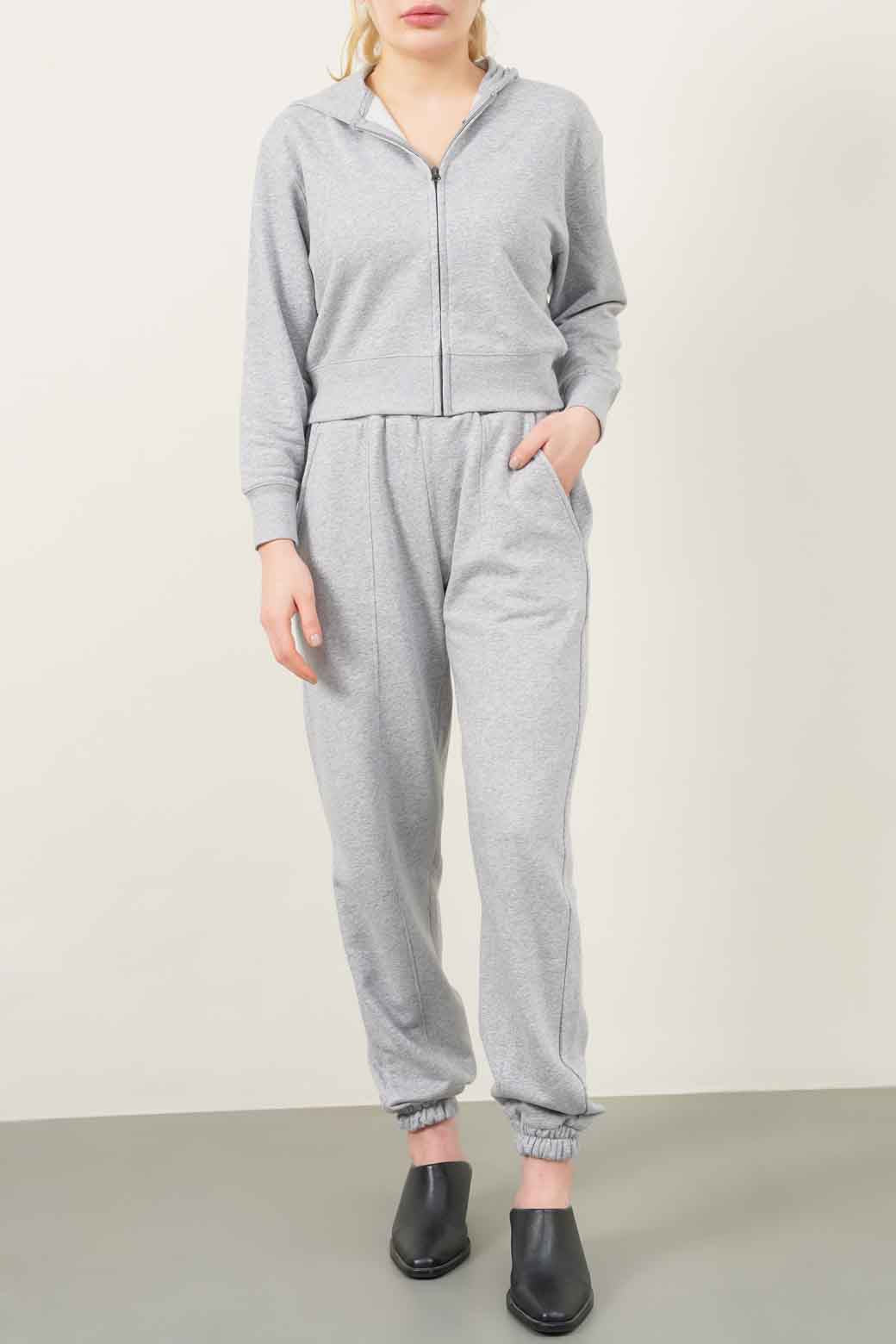 HEATHER GREY CROPPED ZIPPER HOODIE