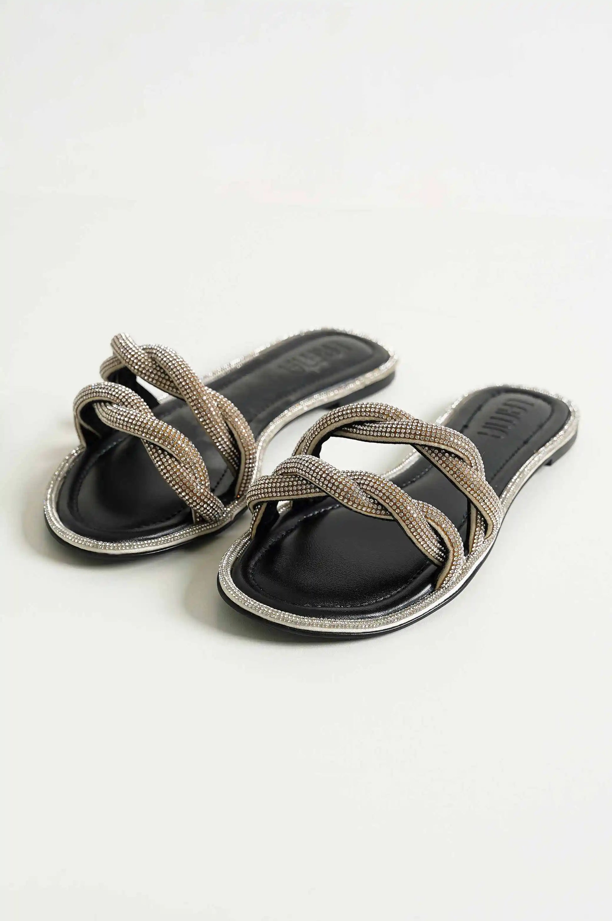 BLACK EMBELLISHED SLIDE