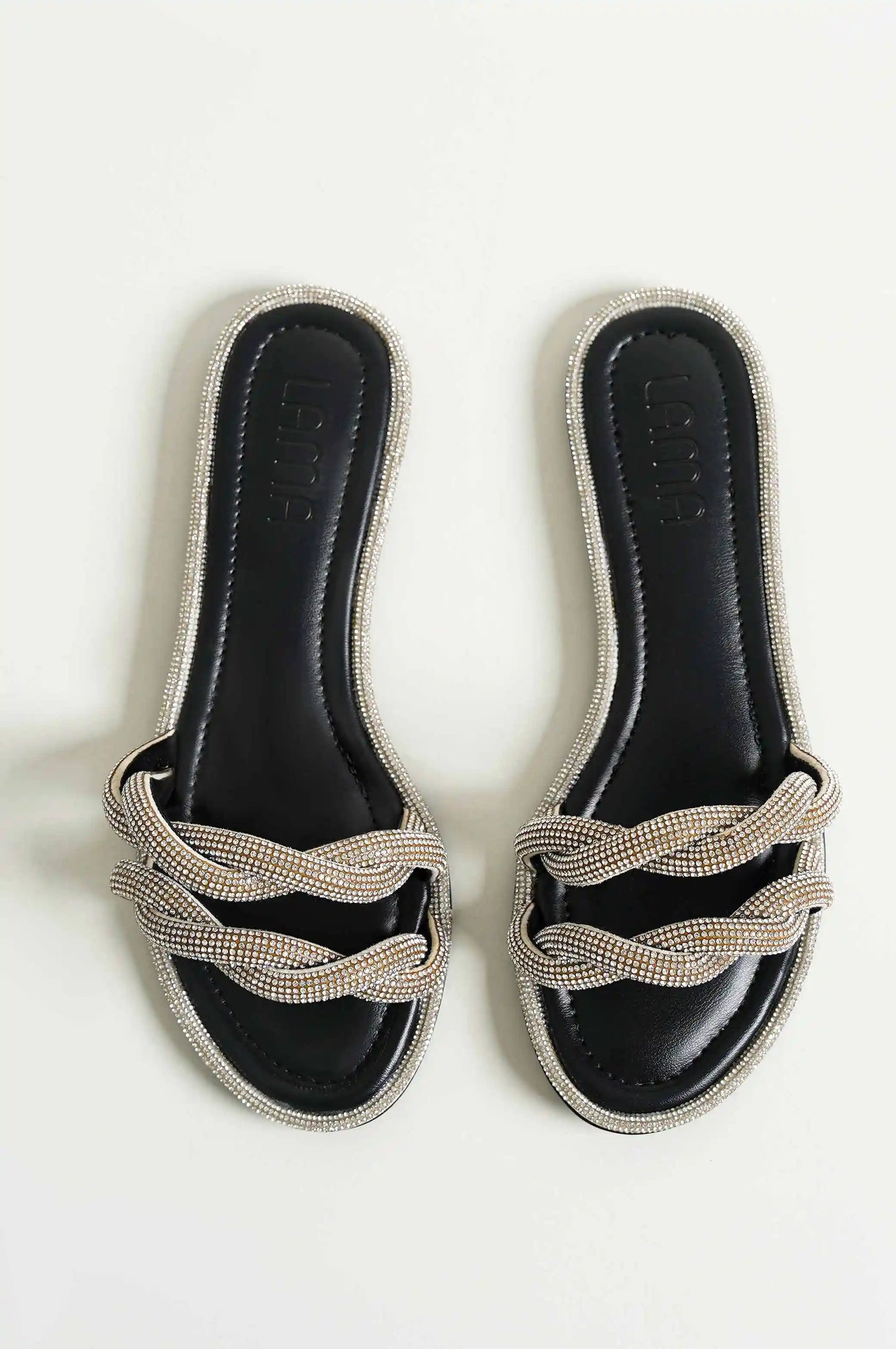 BLACK EMBELLISHED SLIDE