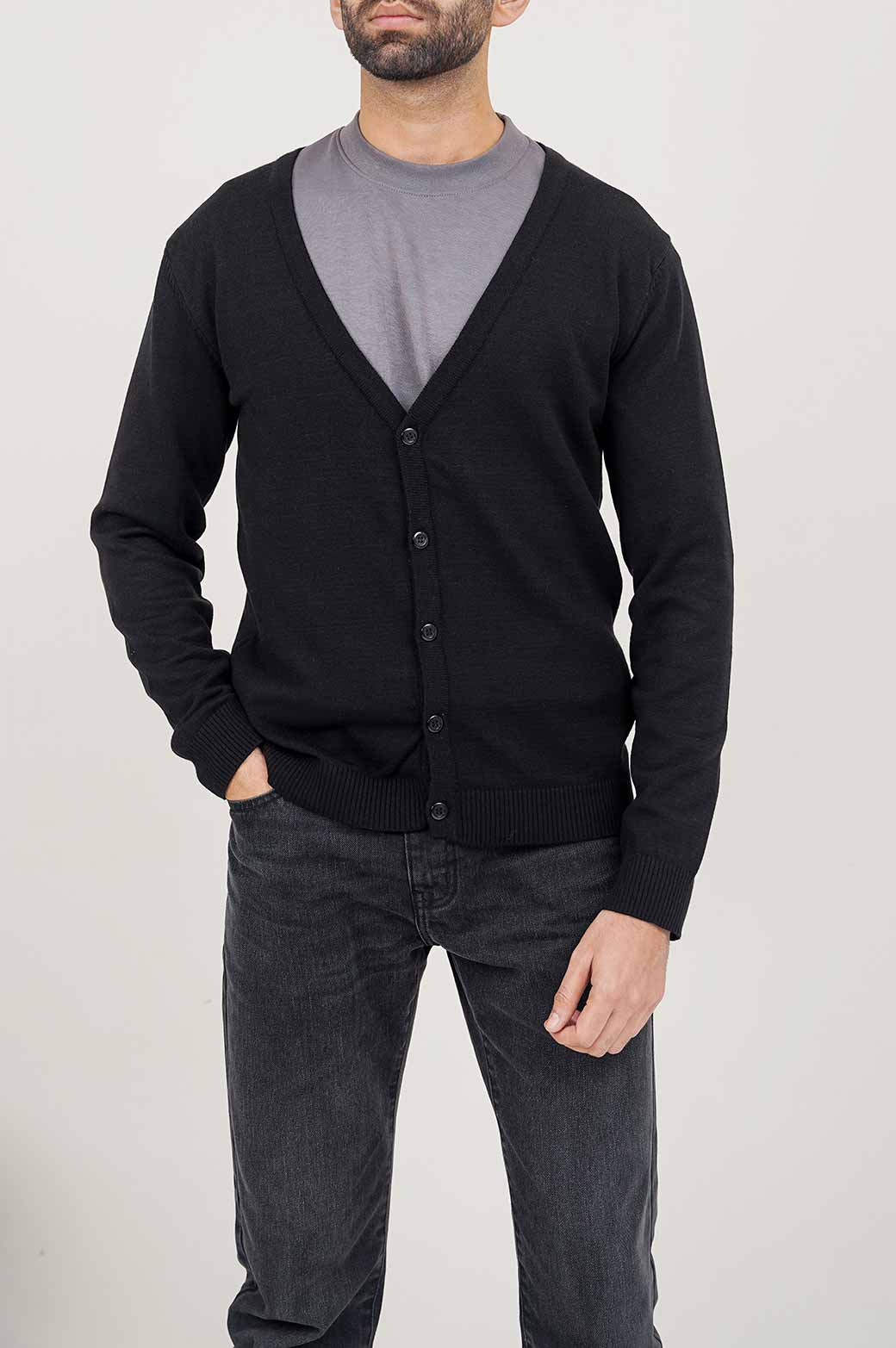 BLACK BASIC CARDIGAN
