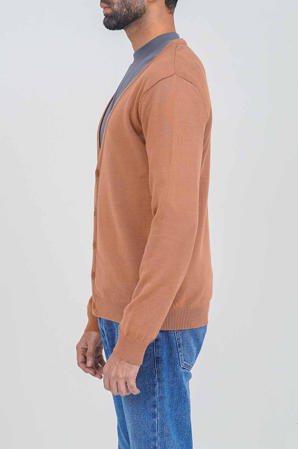 LIGHT BROWN BASIC CARDIGAN
