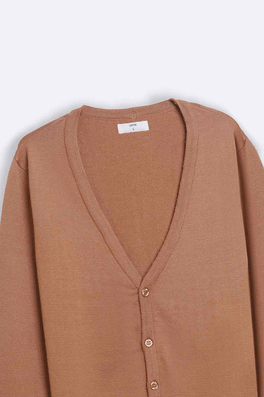 LIGHT BROWN BASIC CARDIGAN