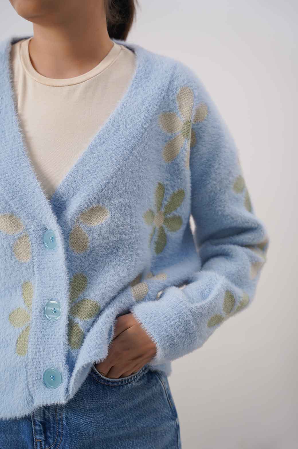 LIGHT BLUE BASIC CARDIGAN