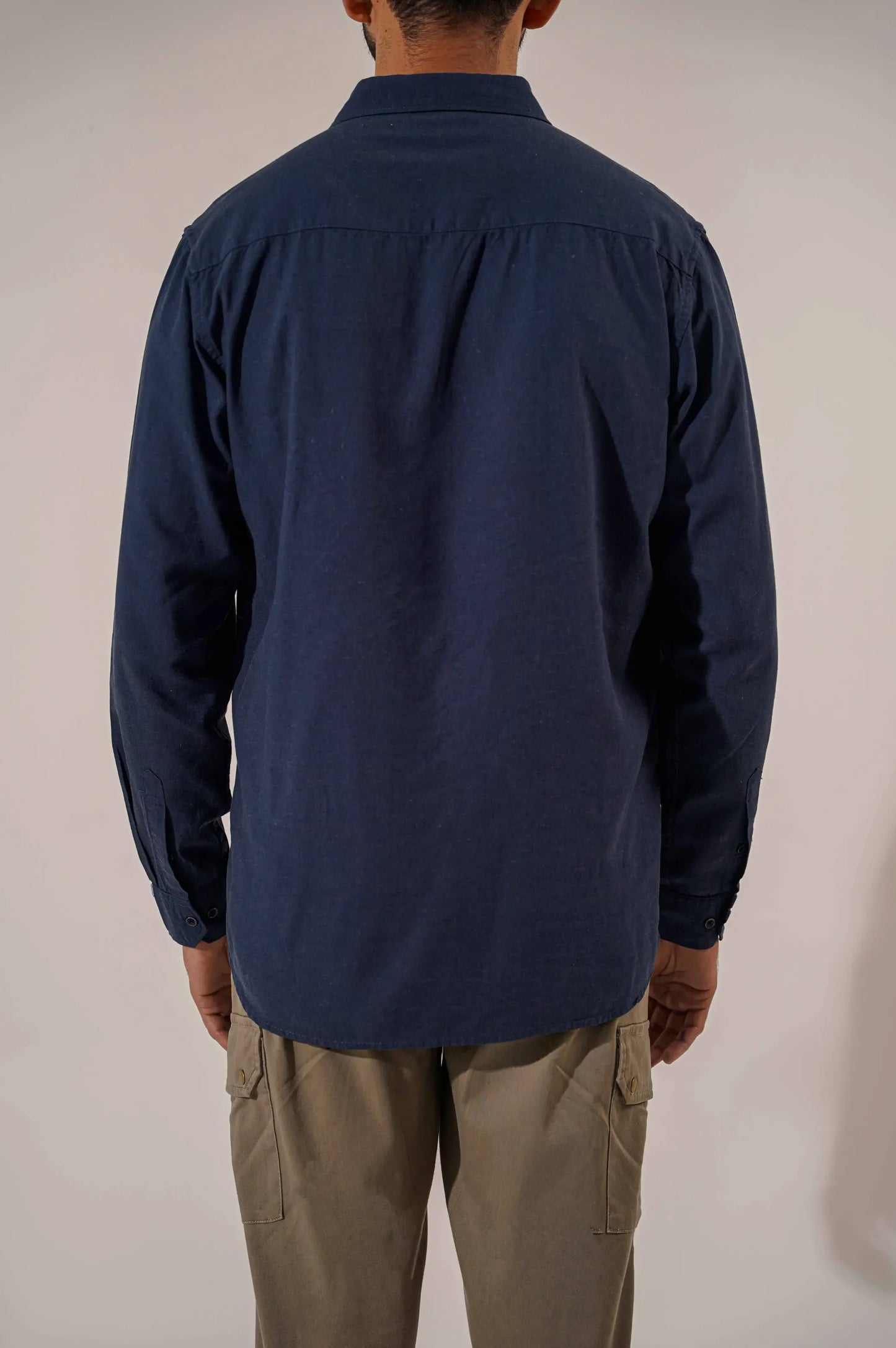 Men Navy Button Down Shirt
