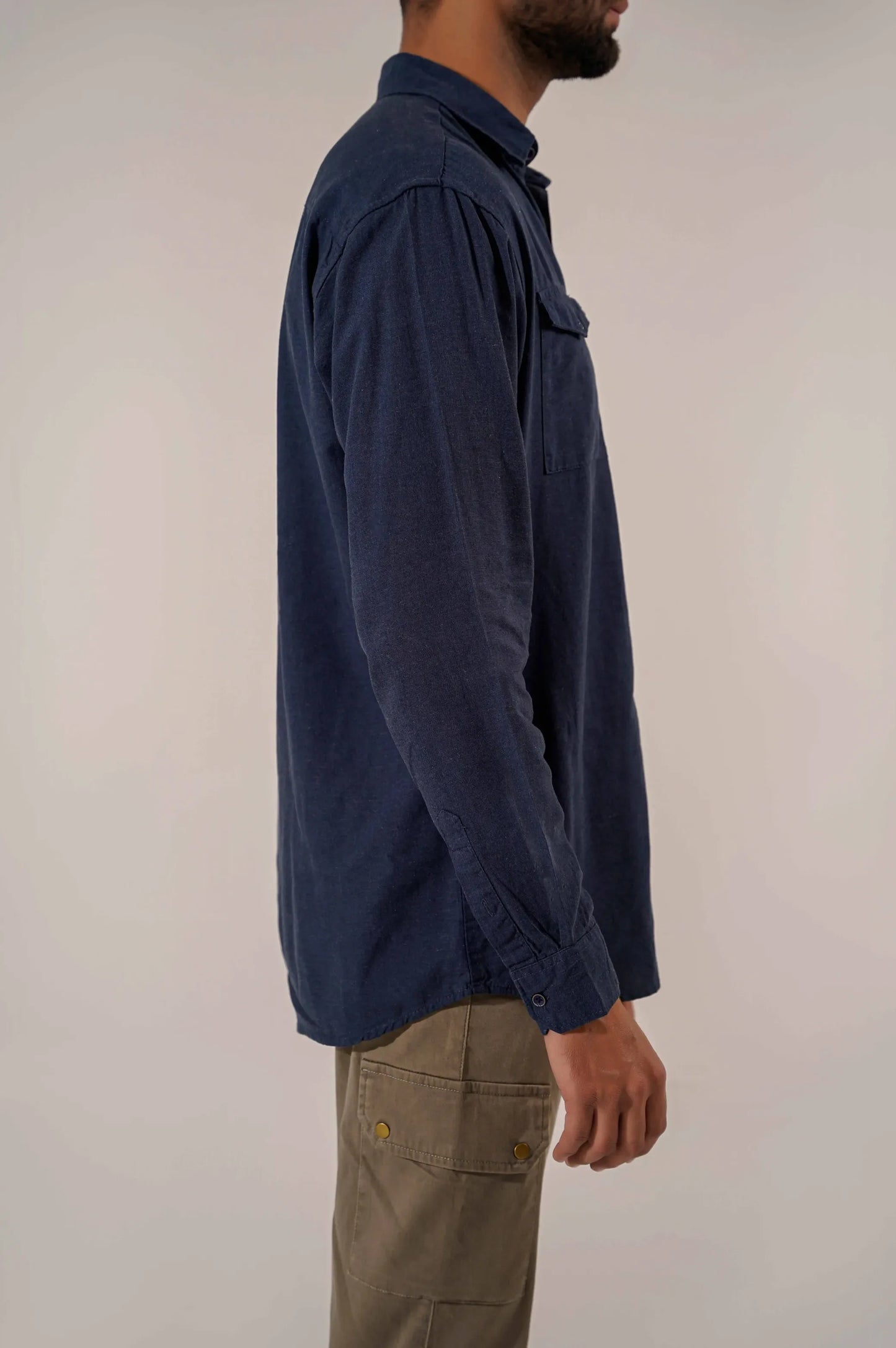 Men Navy Button Down Shirt