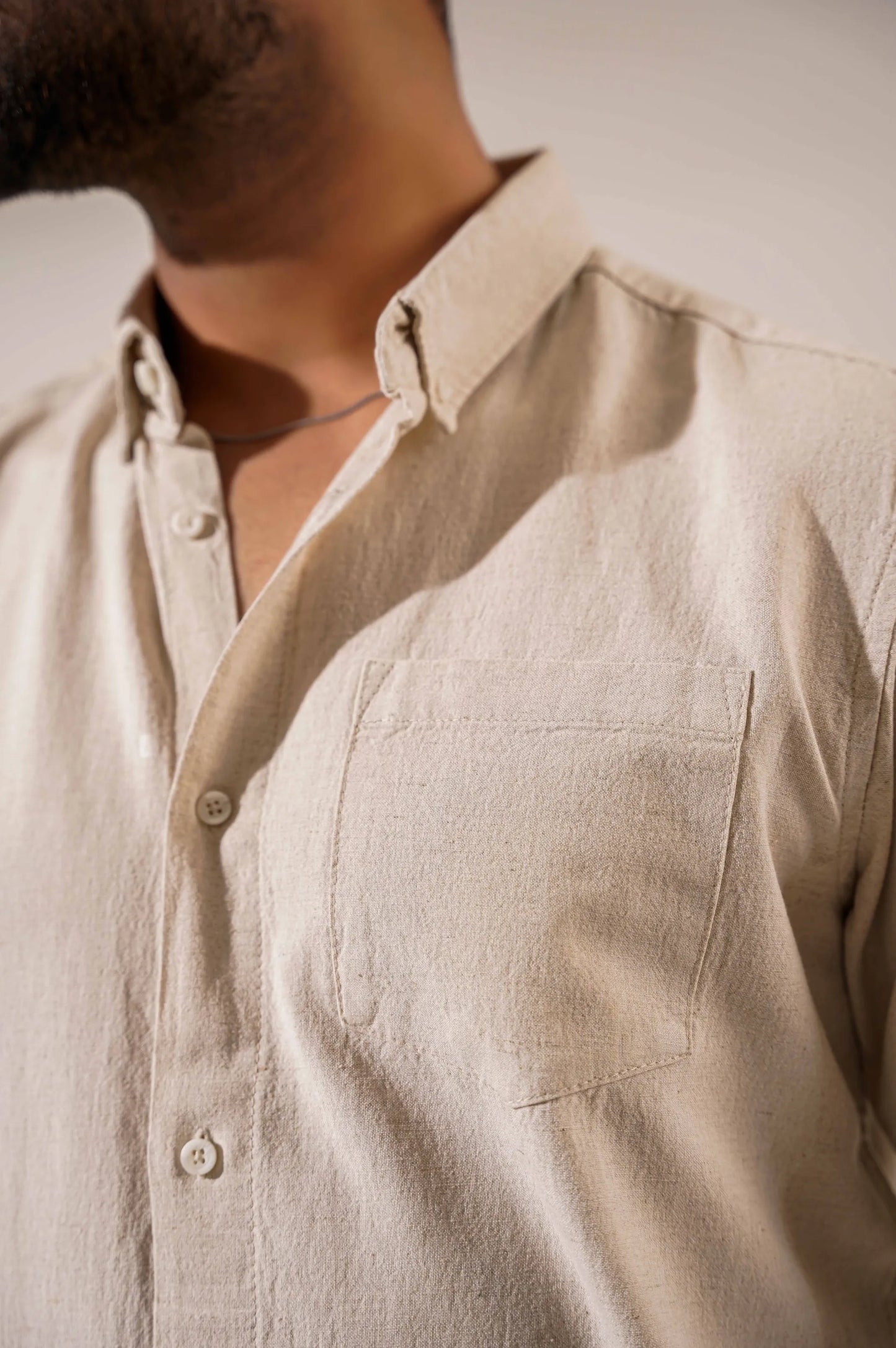 BEIGE MAN BUTTON DOWN SHIRT