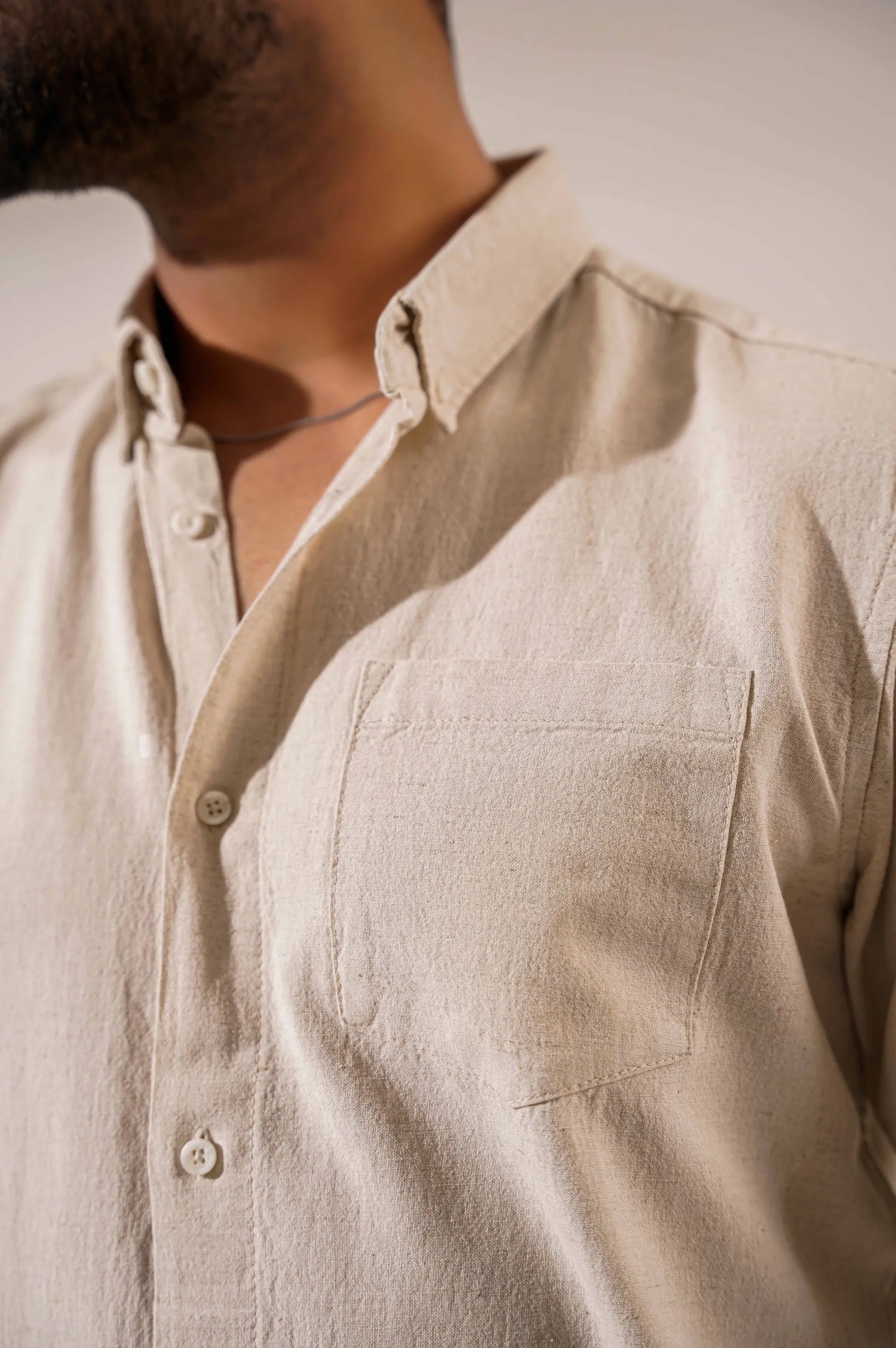 BEIGE MAN BUTTON DOWN SHIRT