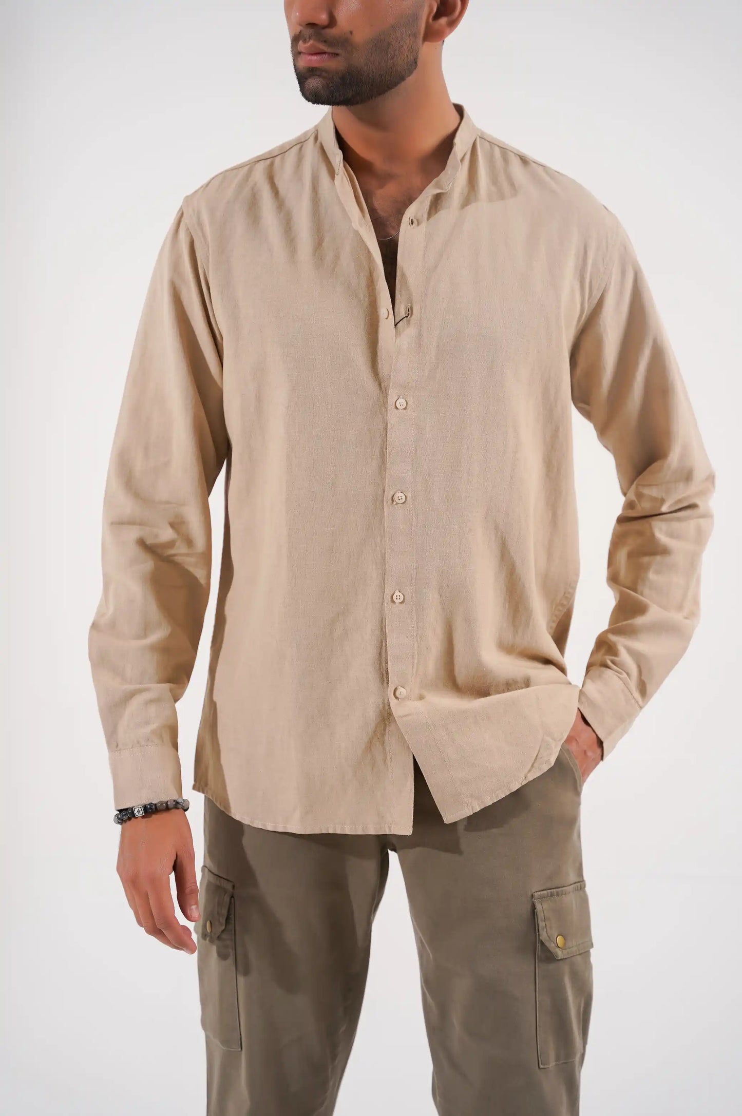 Beige Button Down Shirt