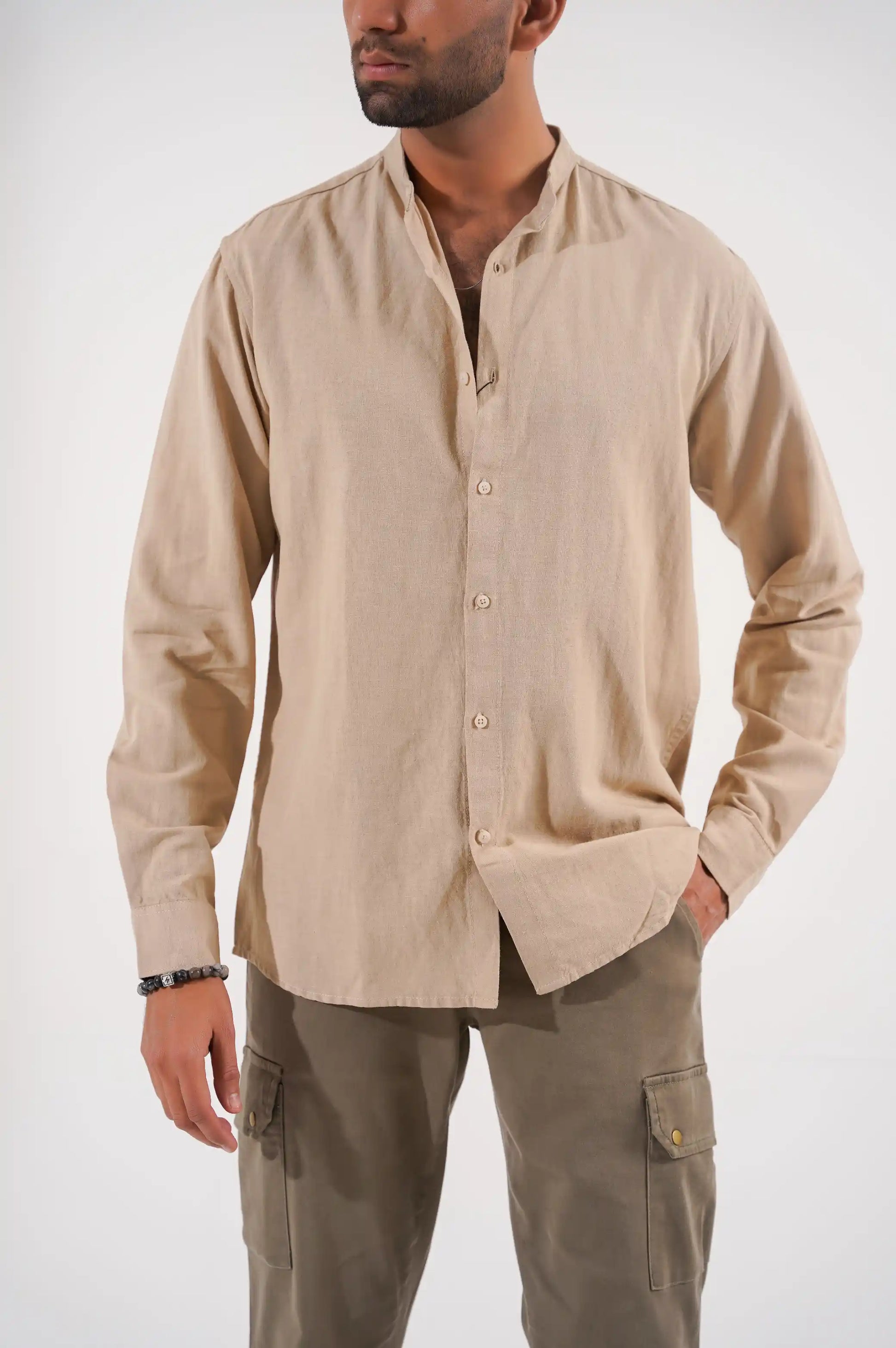 Beige Button Down Shirt