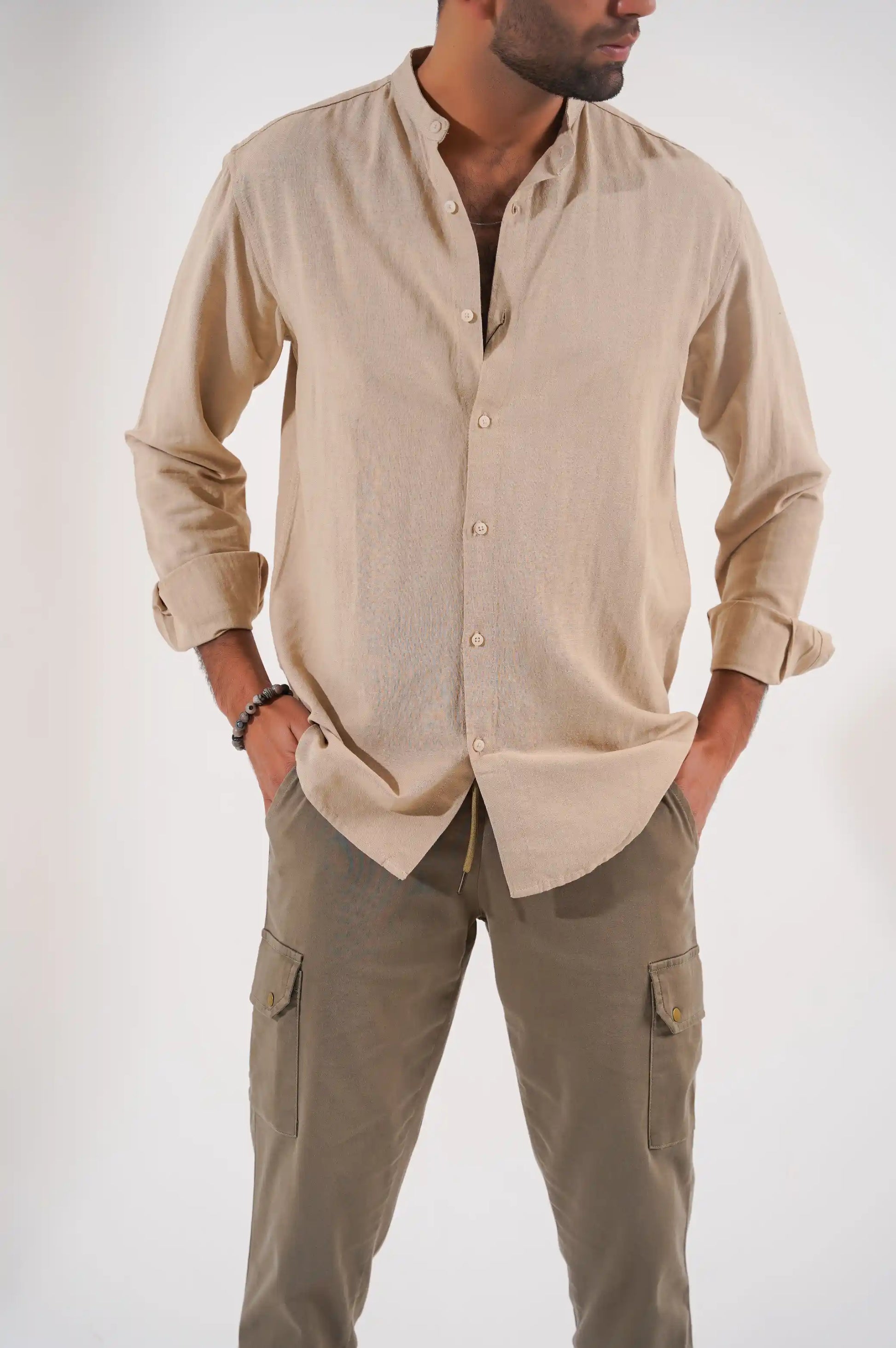 Beige Button Down Shirt