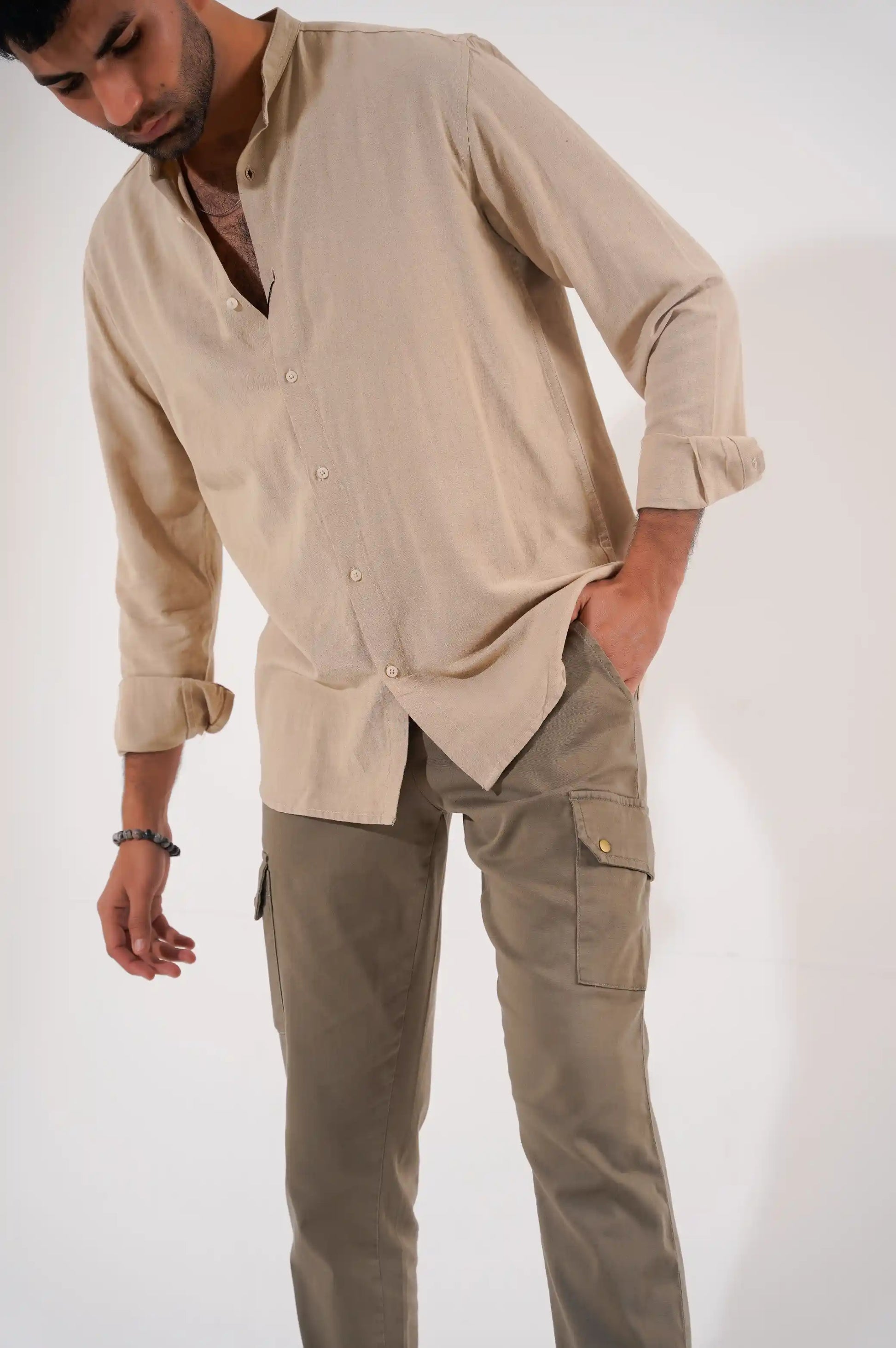 Beige Button Down Shirt