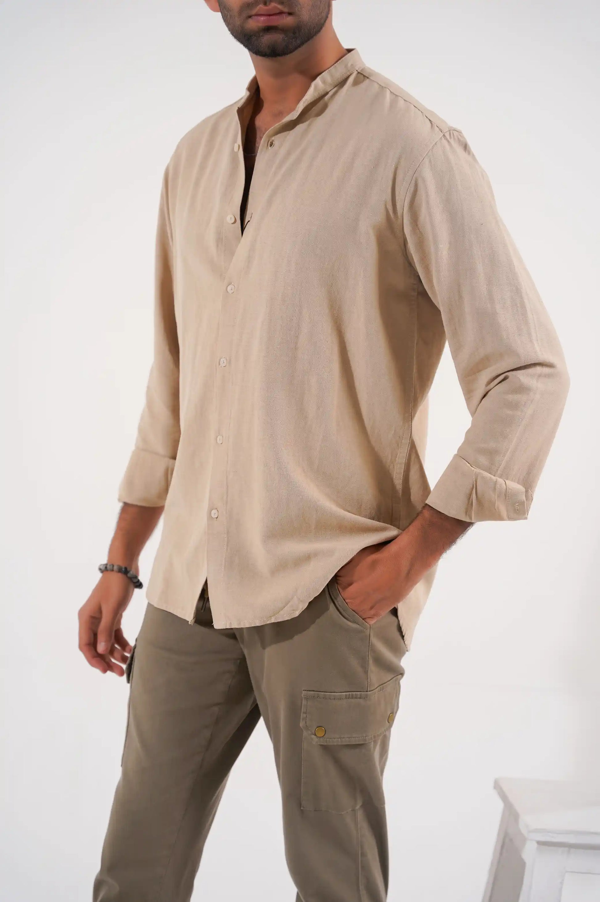 Beige Button Down Shirt