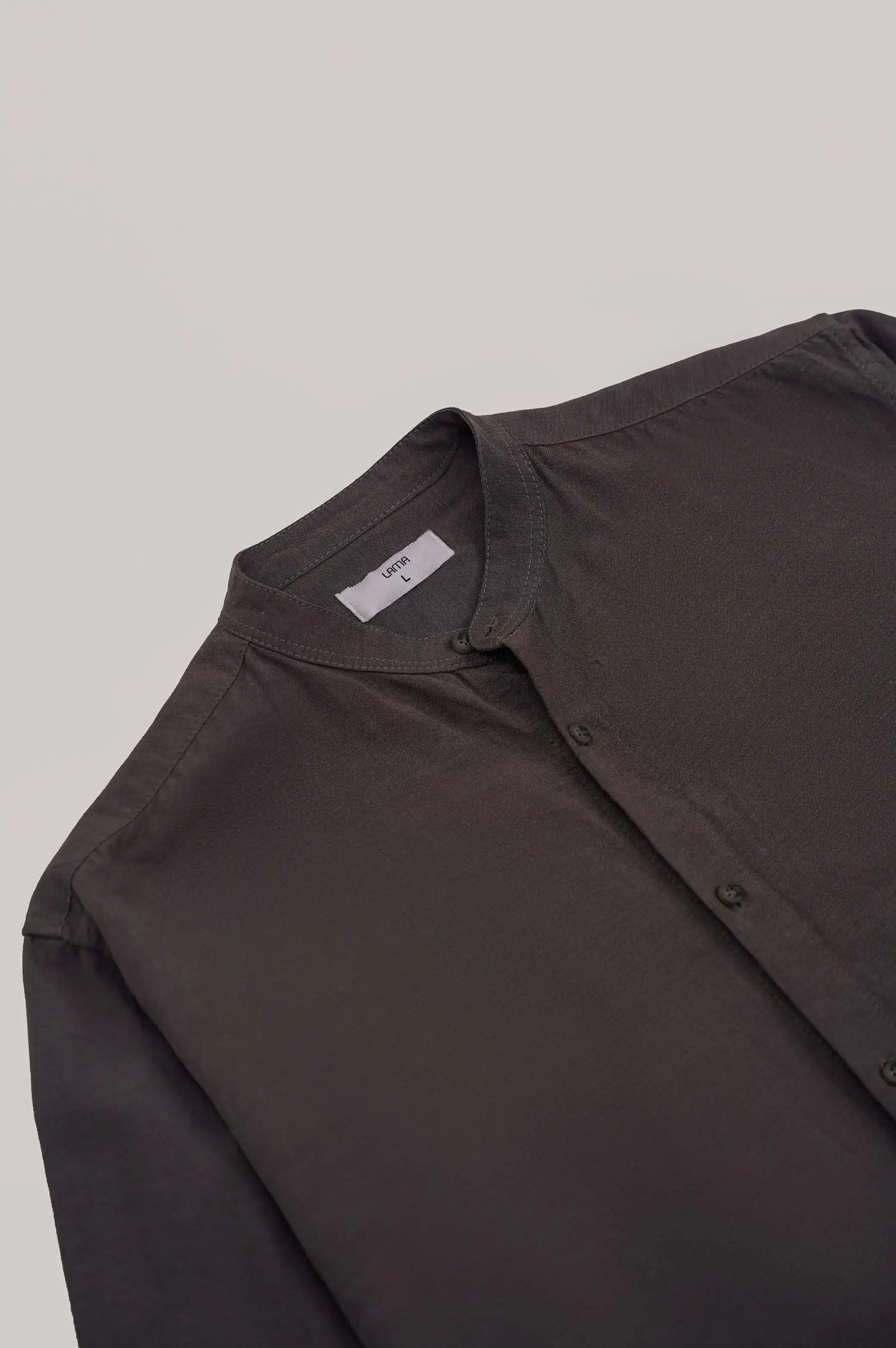 Grey Button Down Shirt with Mandarin Collar