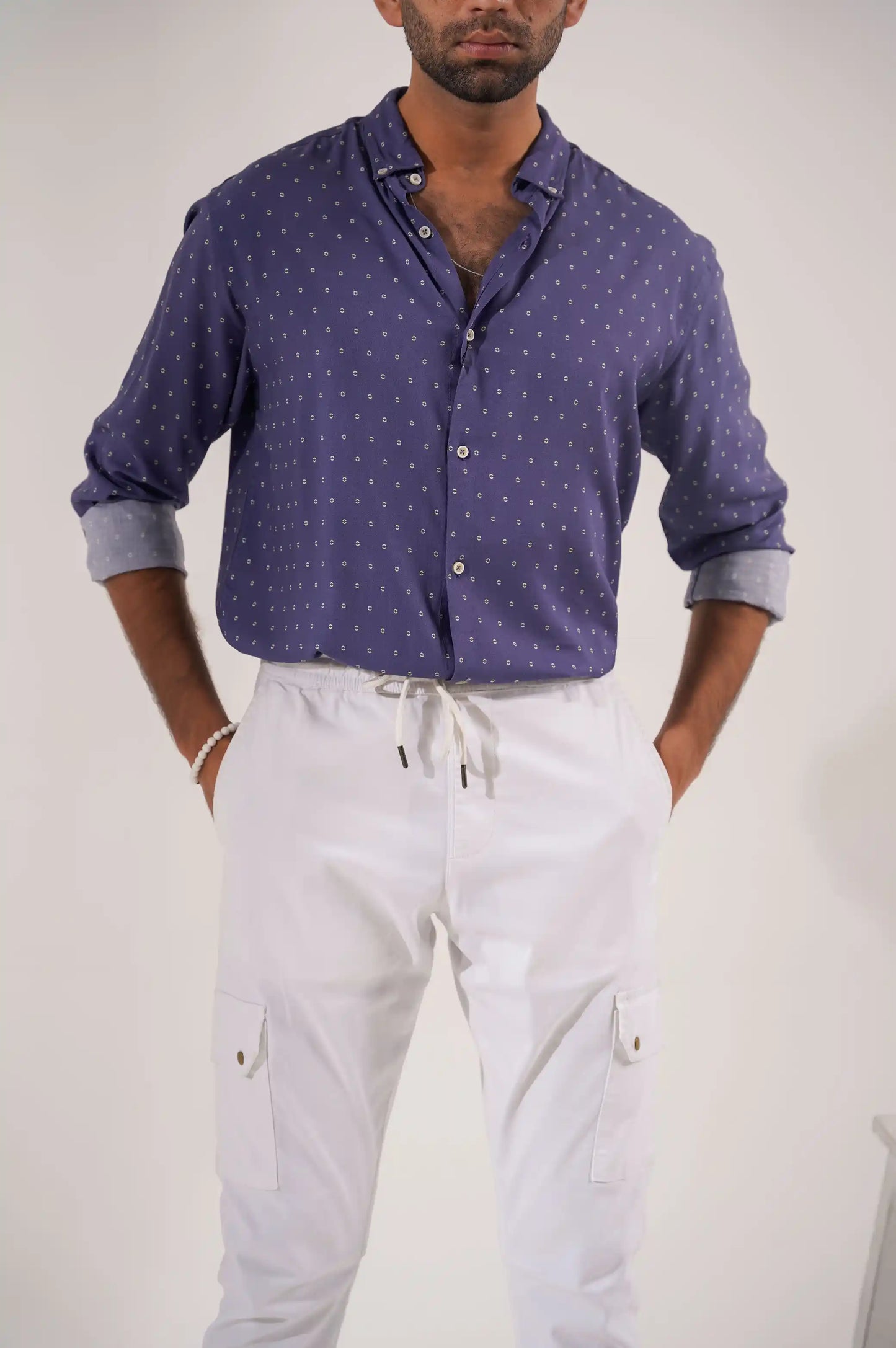 Blue Dotted Button Down Shirt
