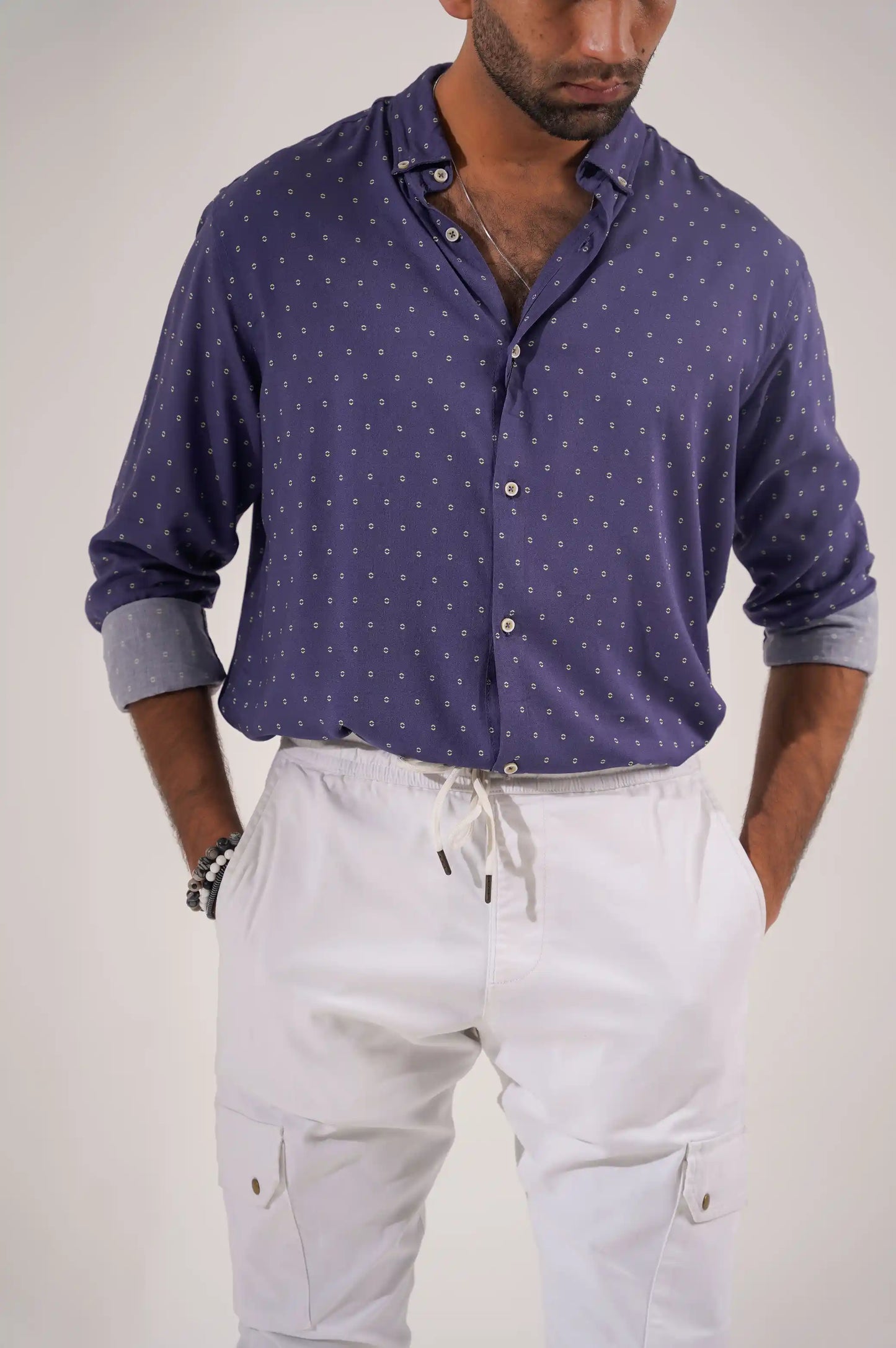 Blue Dotted Button Down Shirt