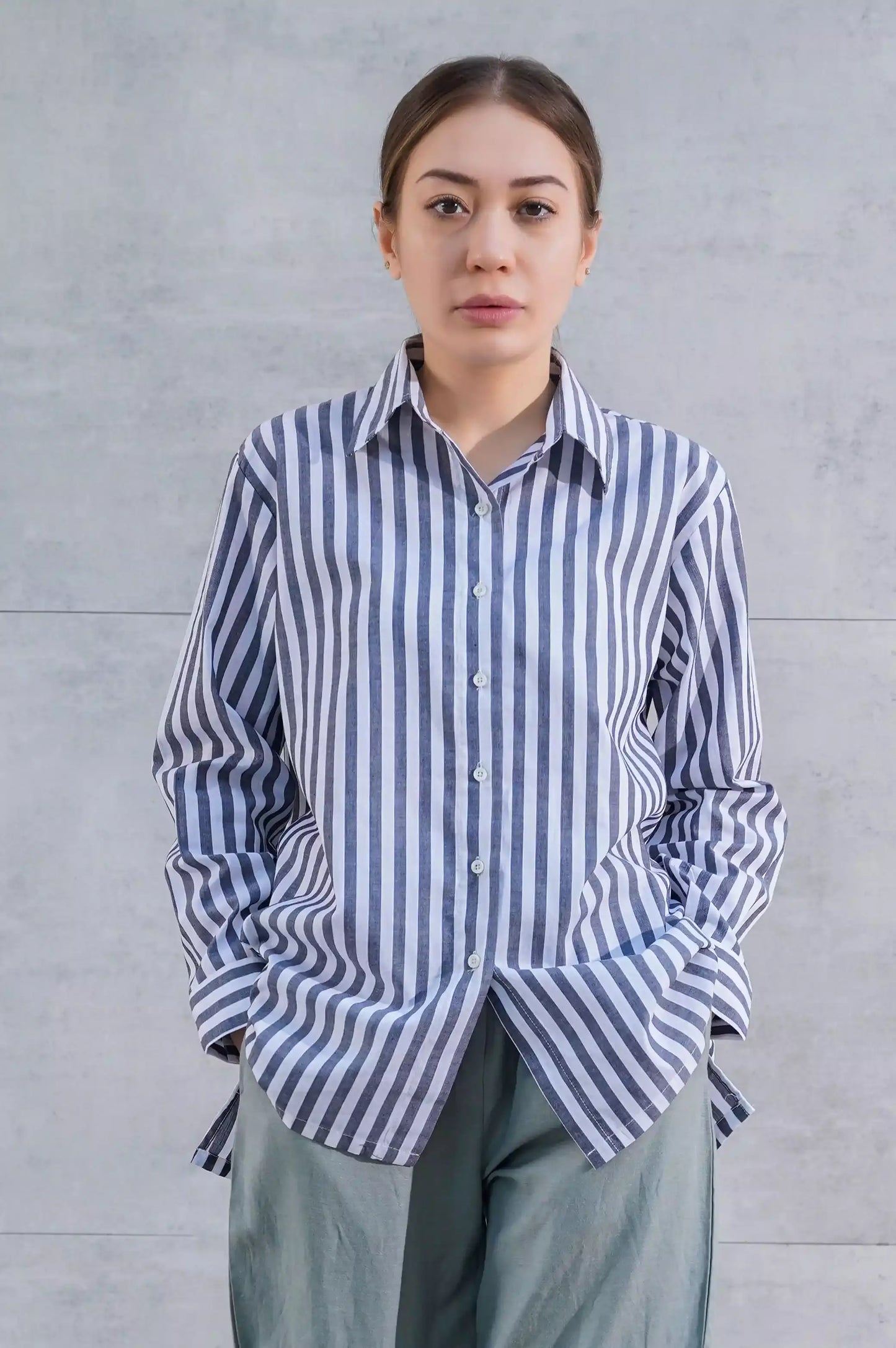 Black Stripes Button Down Shirt