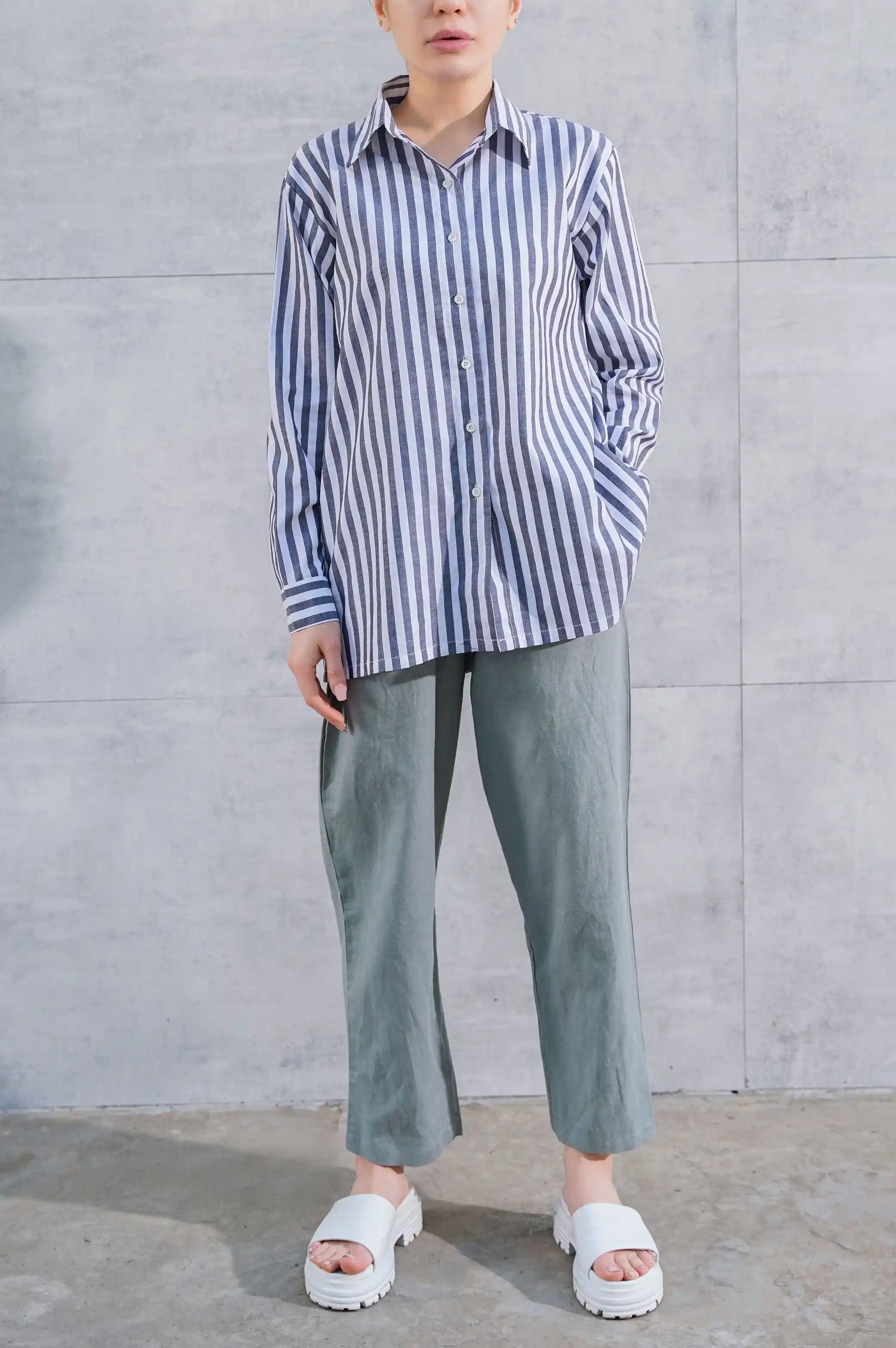 Black Stripes Button Down Shirt