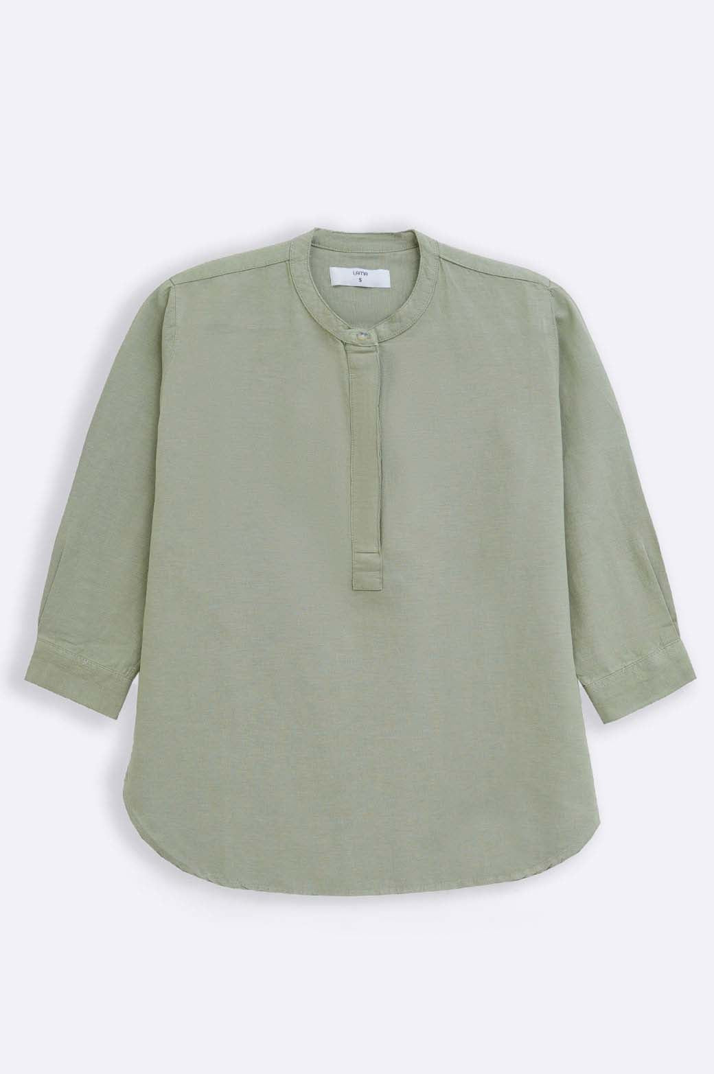 GREEN BAND COLLAR SHIRT