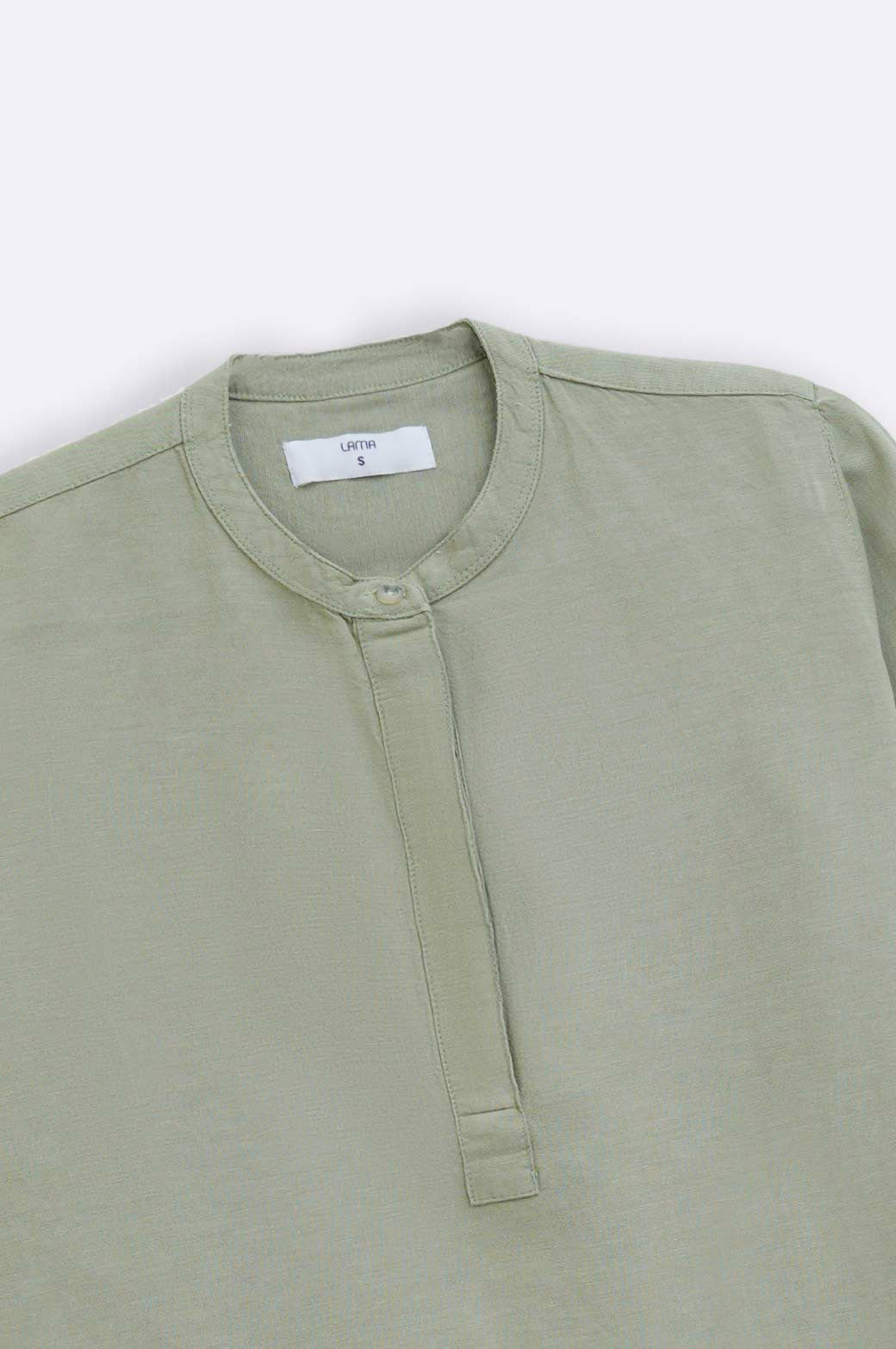 GREEN BAND COLLAR SHIRT