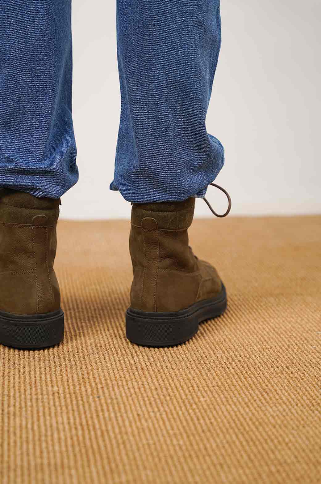 OLIVE LACE-UP LABYRINTH CHUNKY BOOT