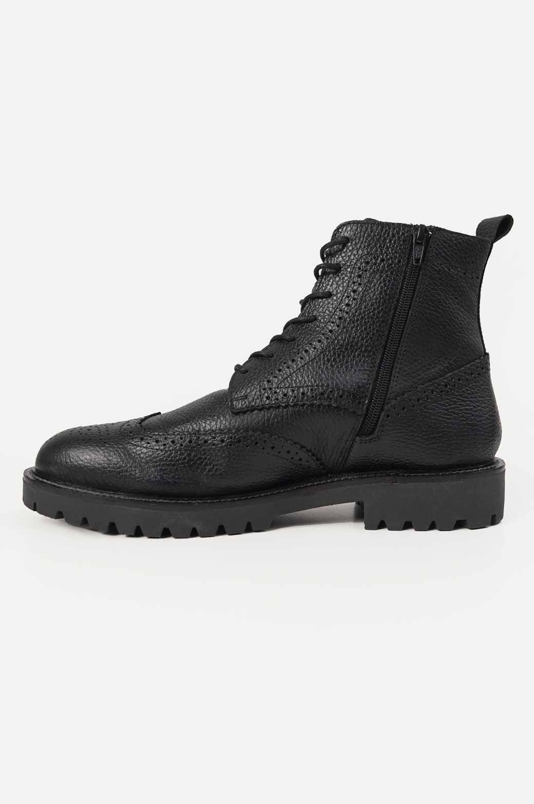 BLACK HIGH-TOP LEATHER BROGUES