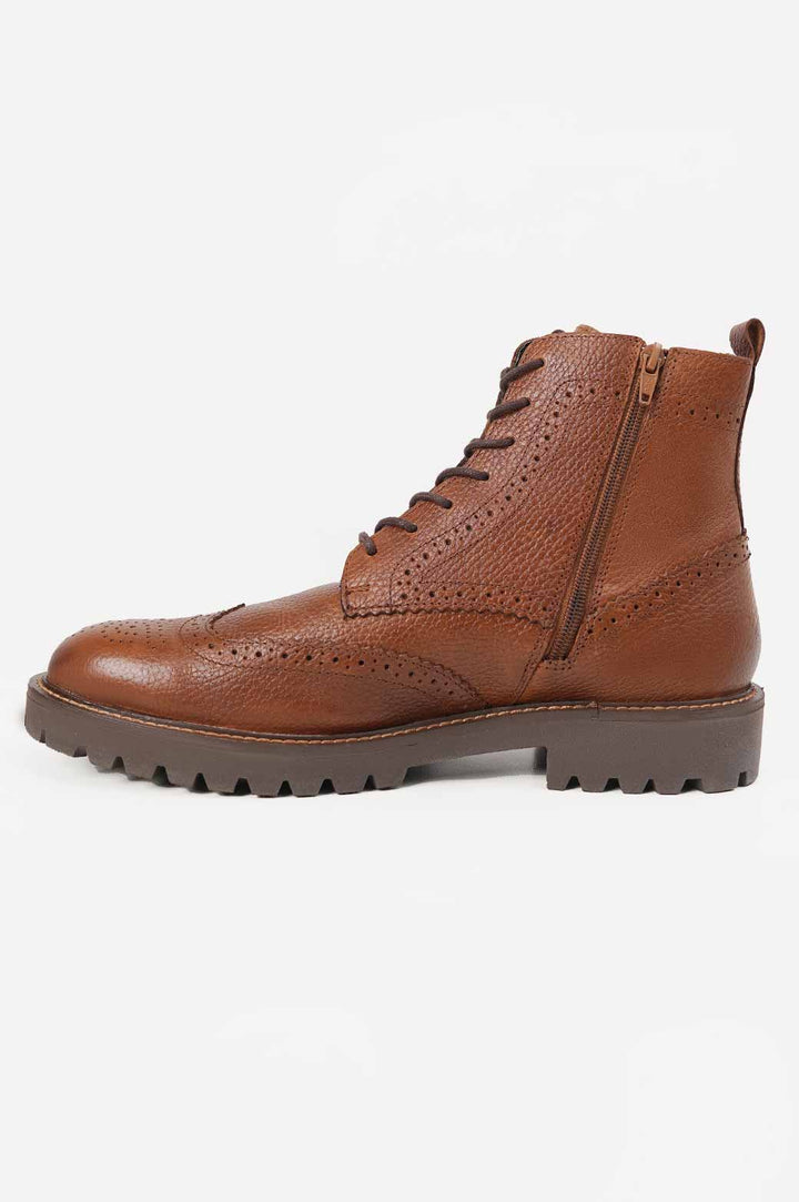BROWN HIGH-TOP LEATHER BROGUES
