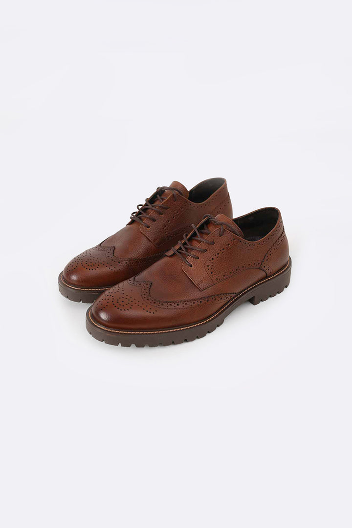 BROWN LOW-TOP LEATHER BROGUES