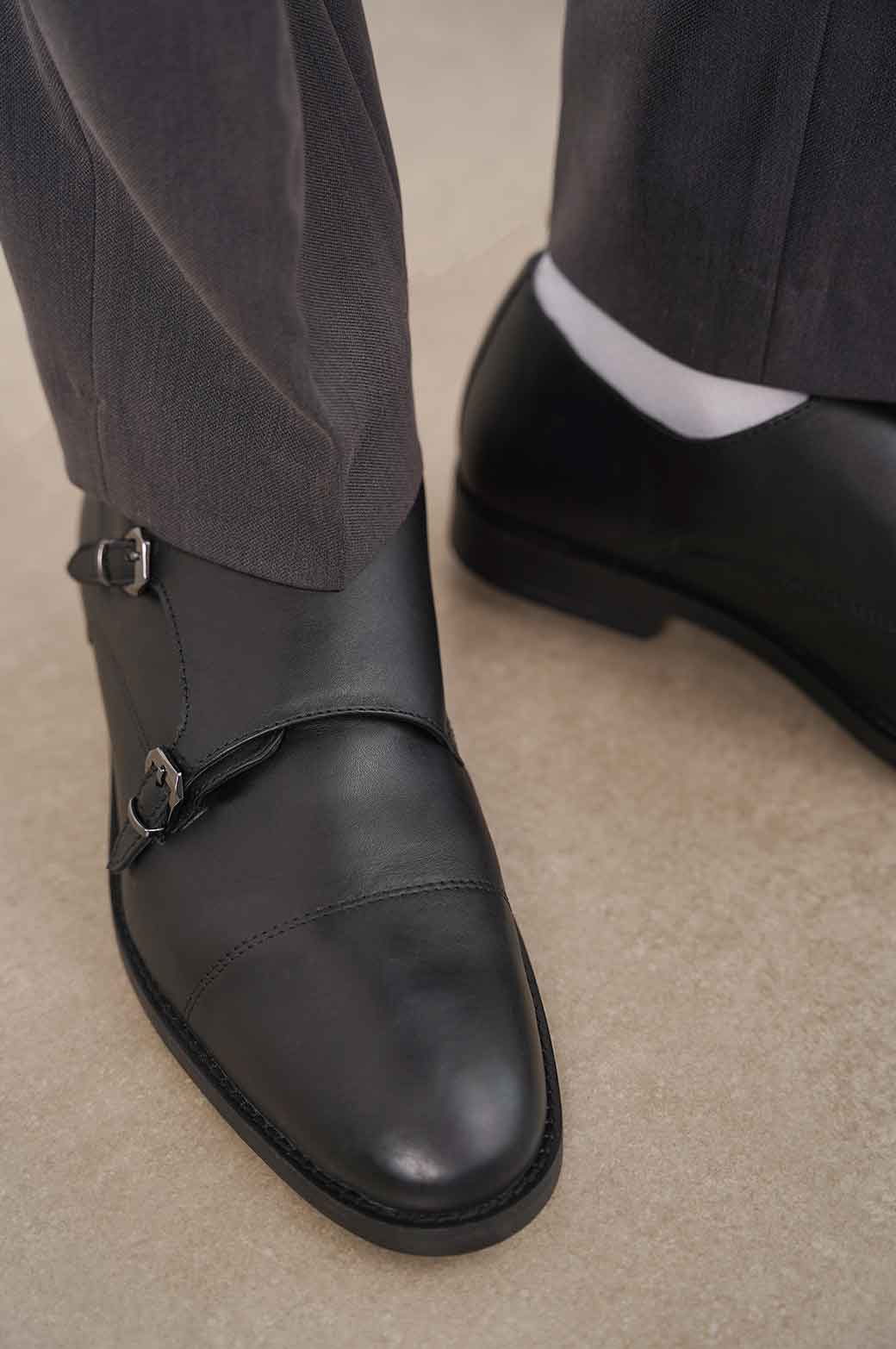 BLACK-DOUBLE-MONK-LEATHER-SHOES