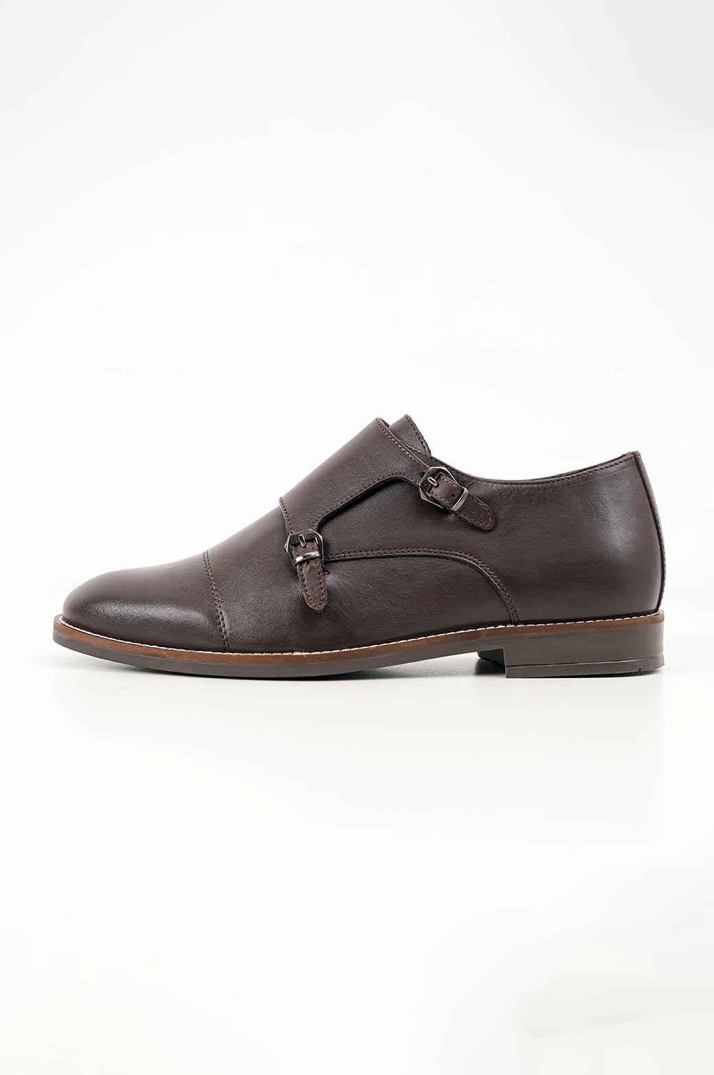 DARK BROWN DOUBLE MONK LEATHER SHOES