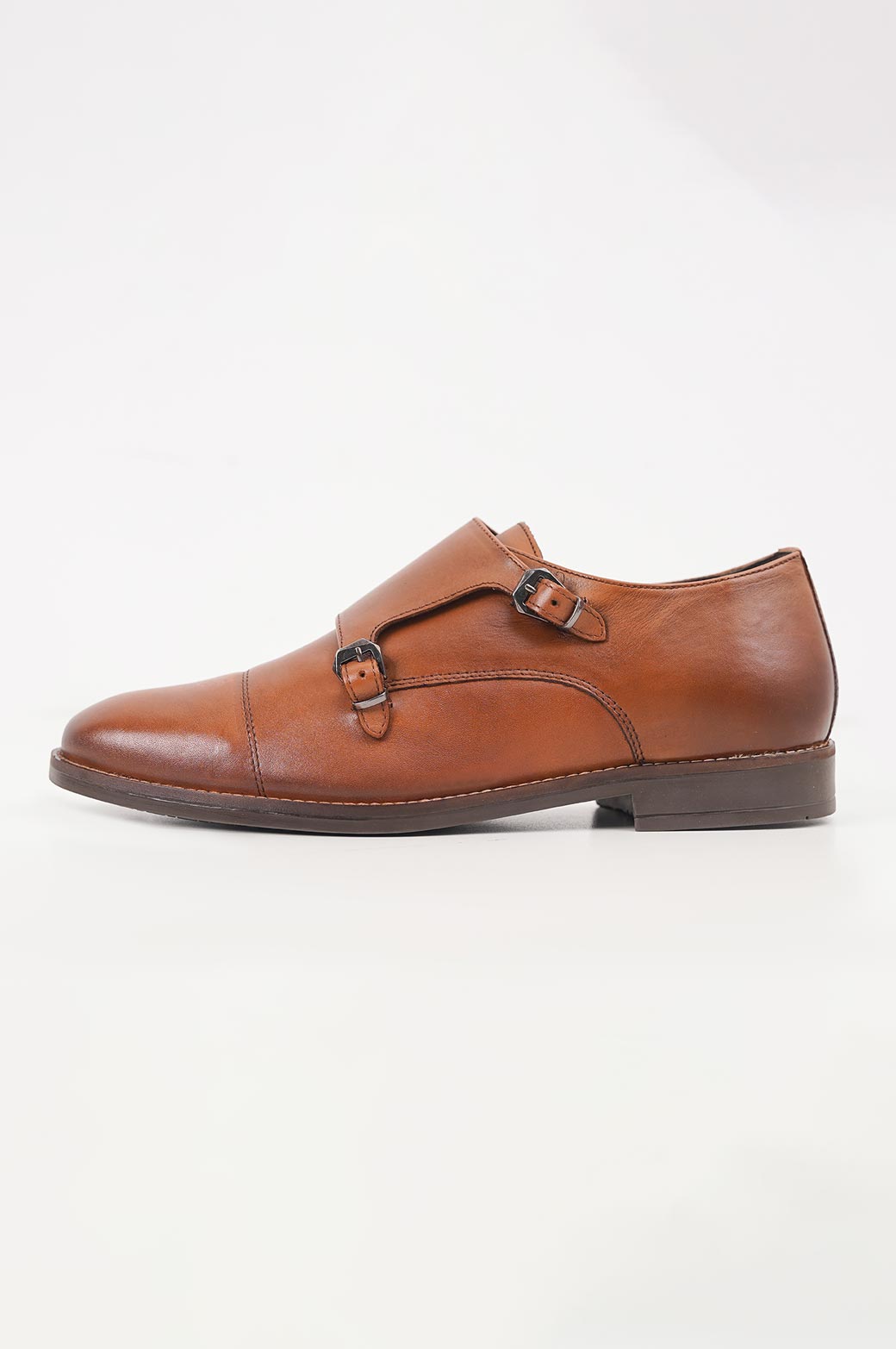 TAN DOUBLE MONK LEATHER SHOES