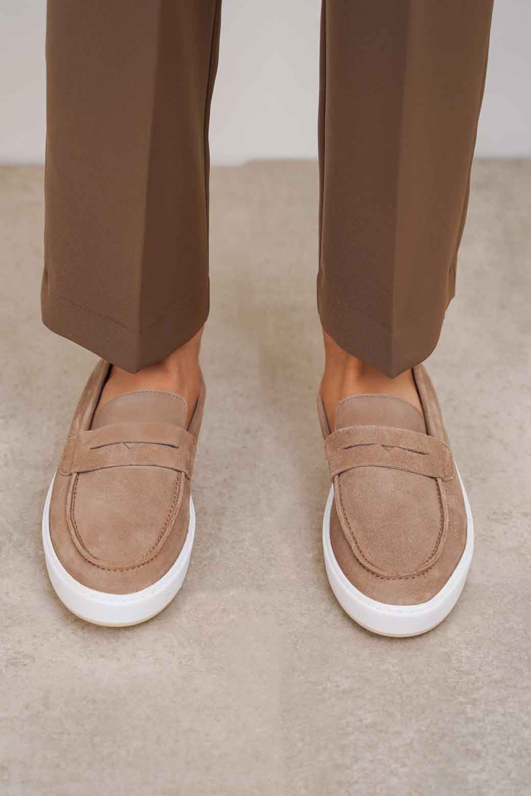 TAUPE PENNY LOAFERS