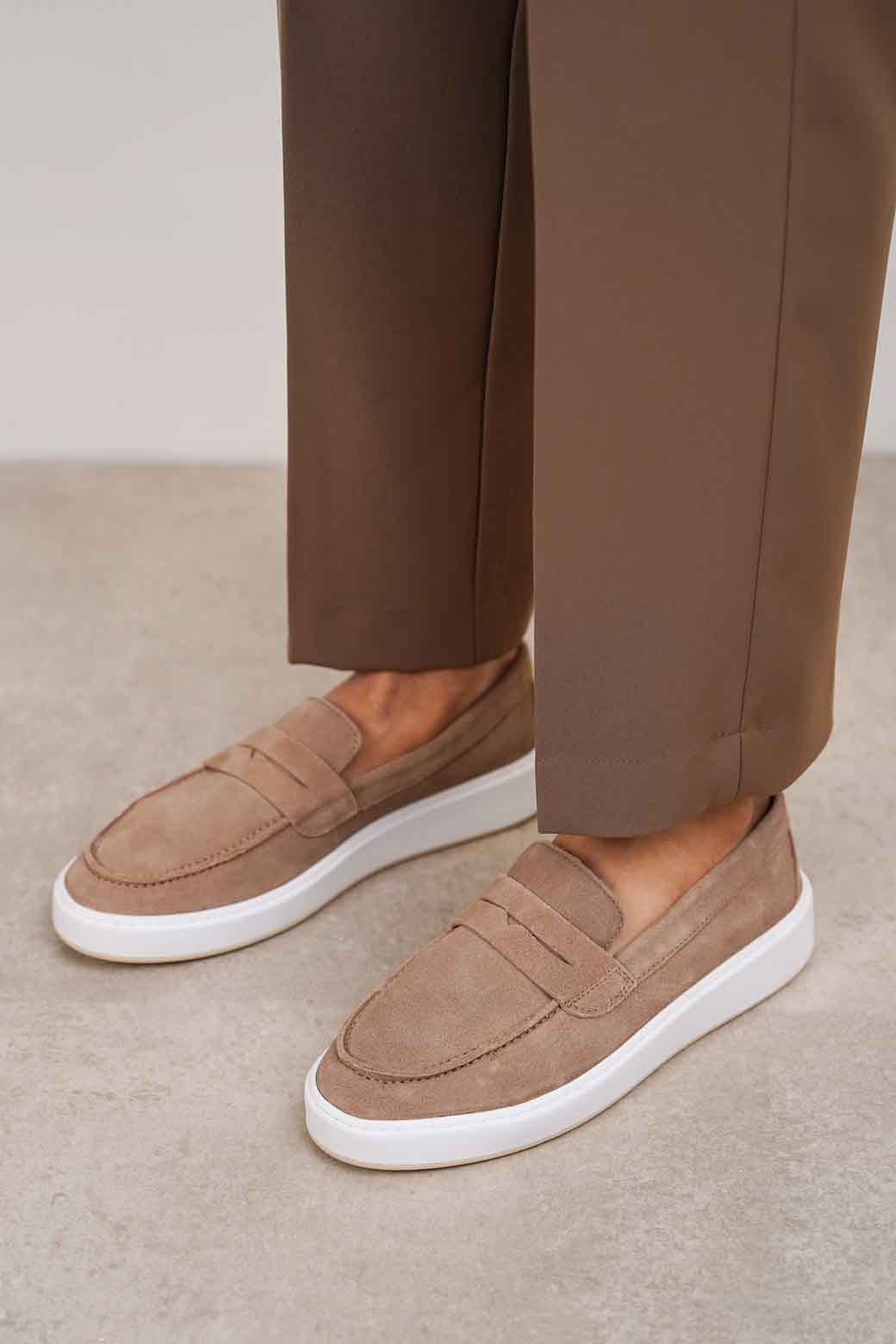 TAUPE PENNY LOAFERS