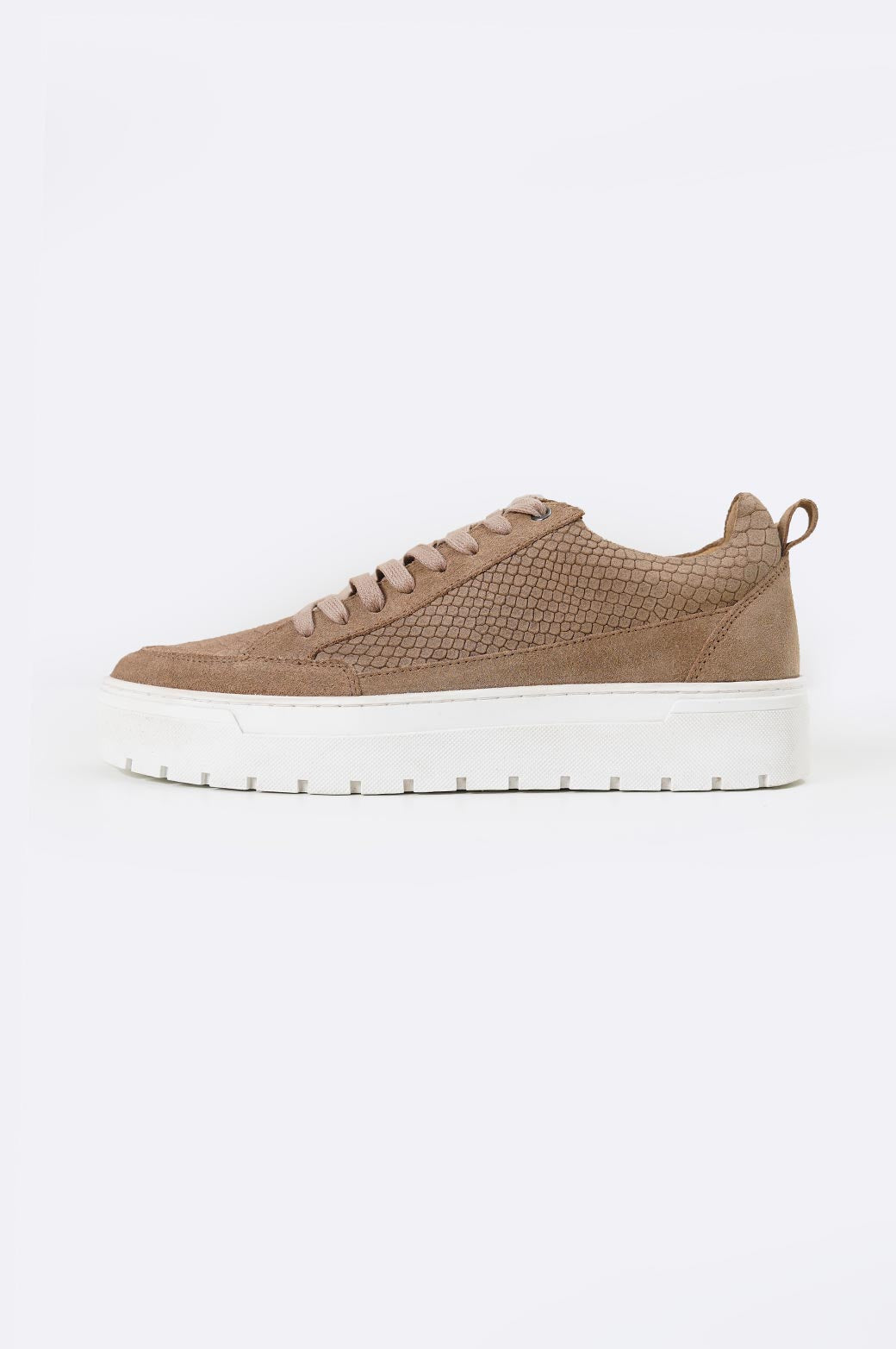 TAUPE TEXTURED LEATHER SNEAKERS