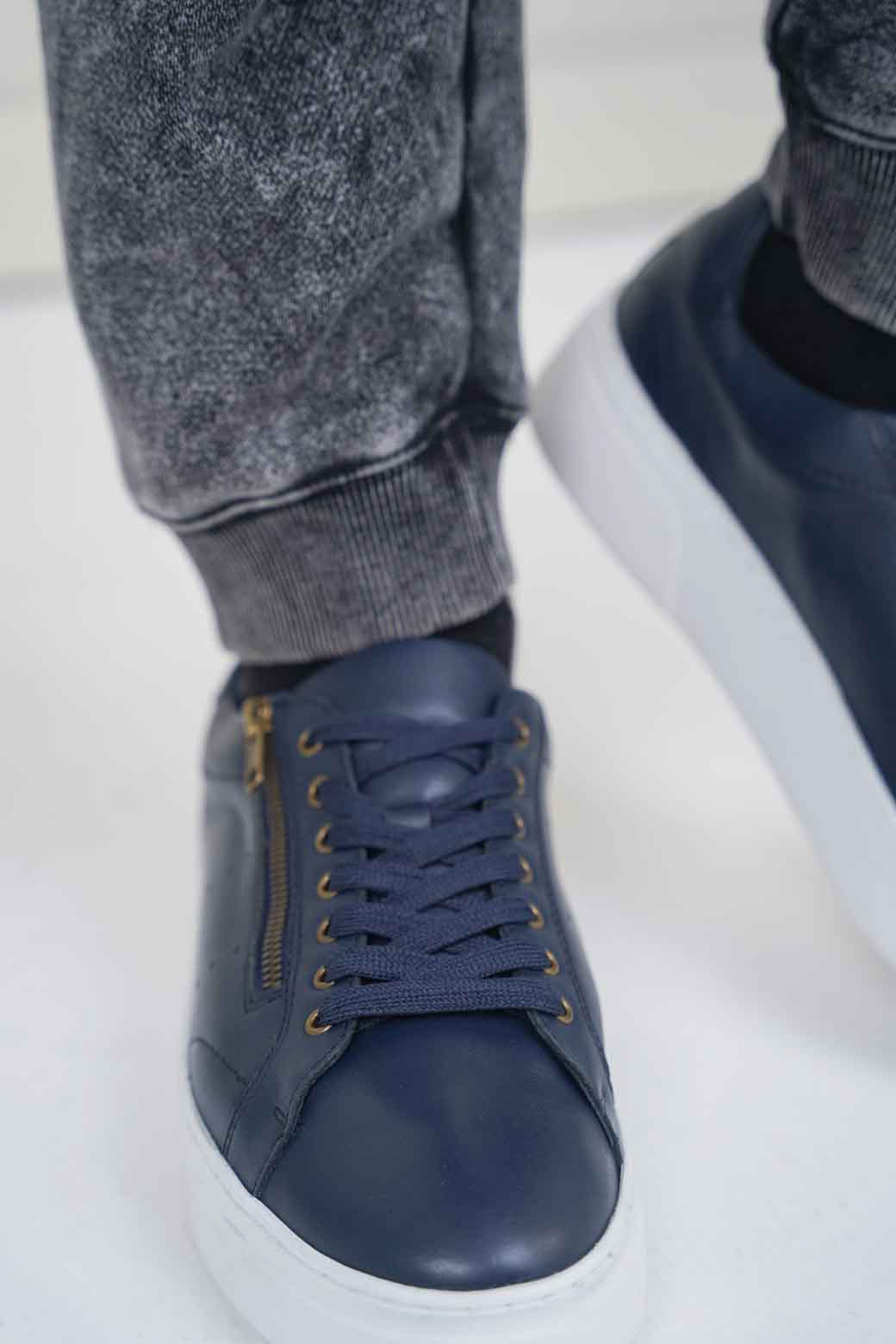 NAVY PLATFORM SNEAKERS