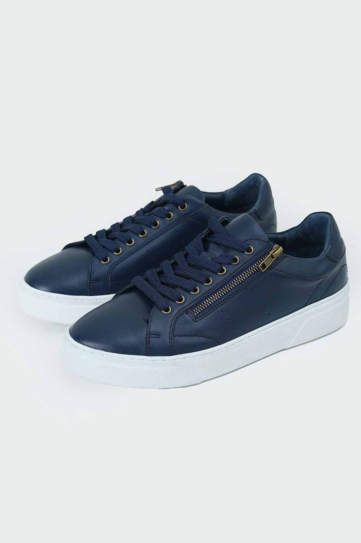 NAVY PLATFORM SNEAKERS