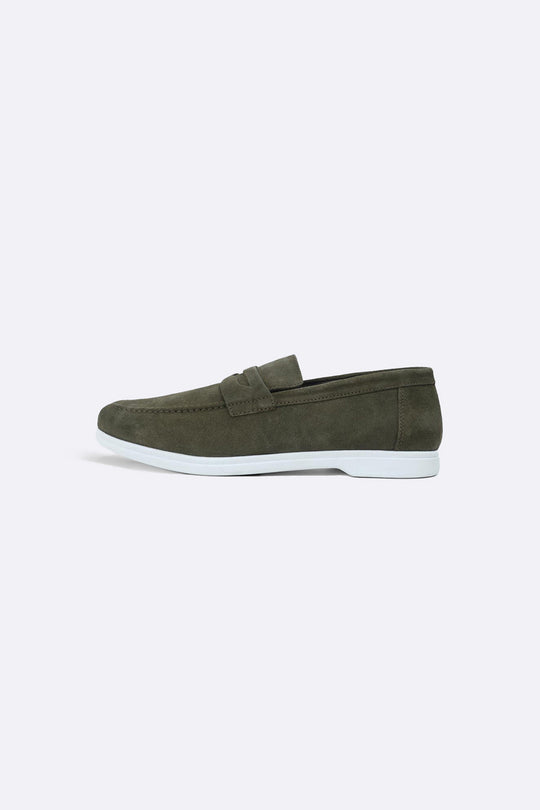 OLIVE LEATHER LOAFERS