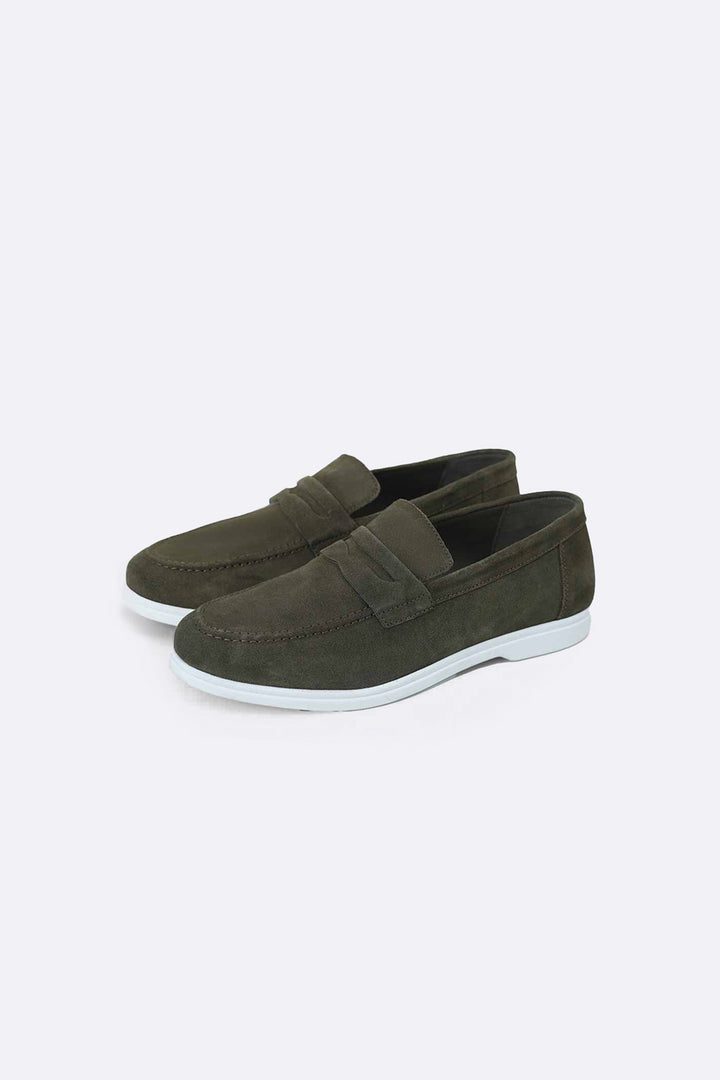 OLIVE LEATHER LOAFERS