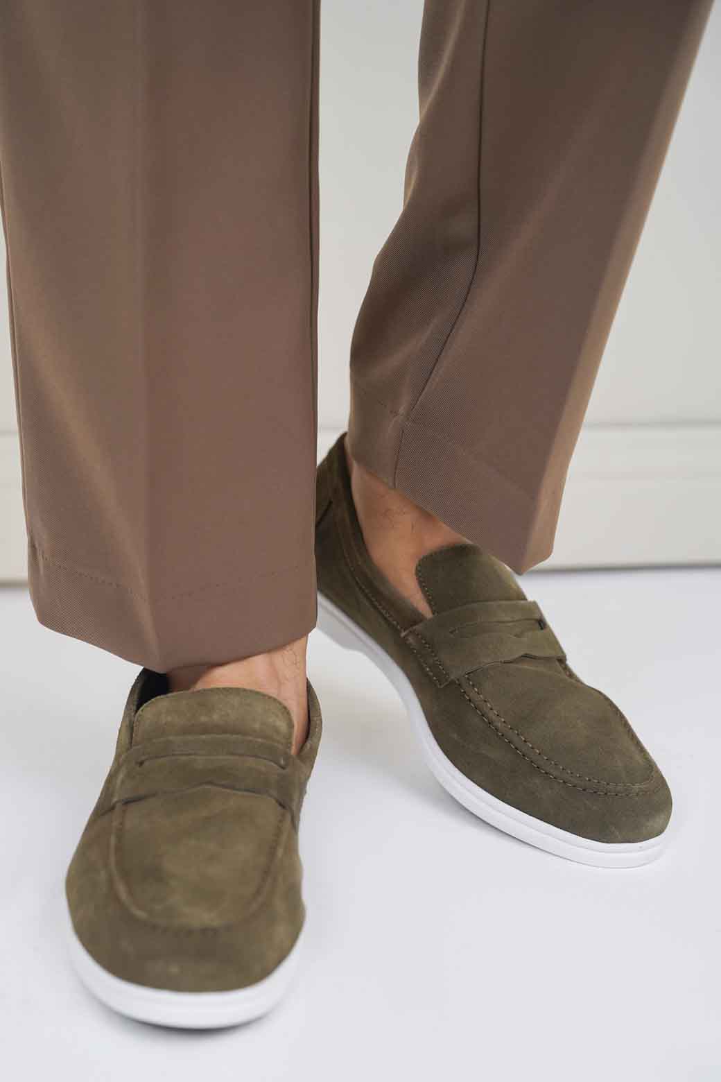 OLIVE LEATHER LOAFERS